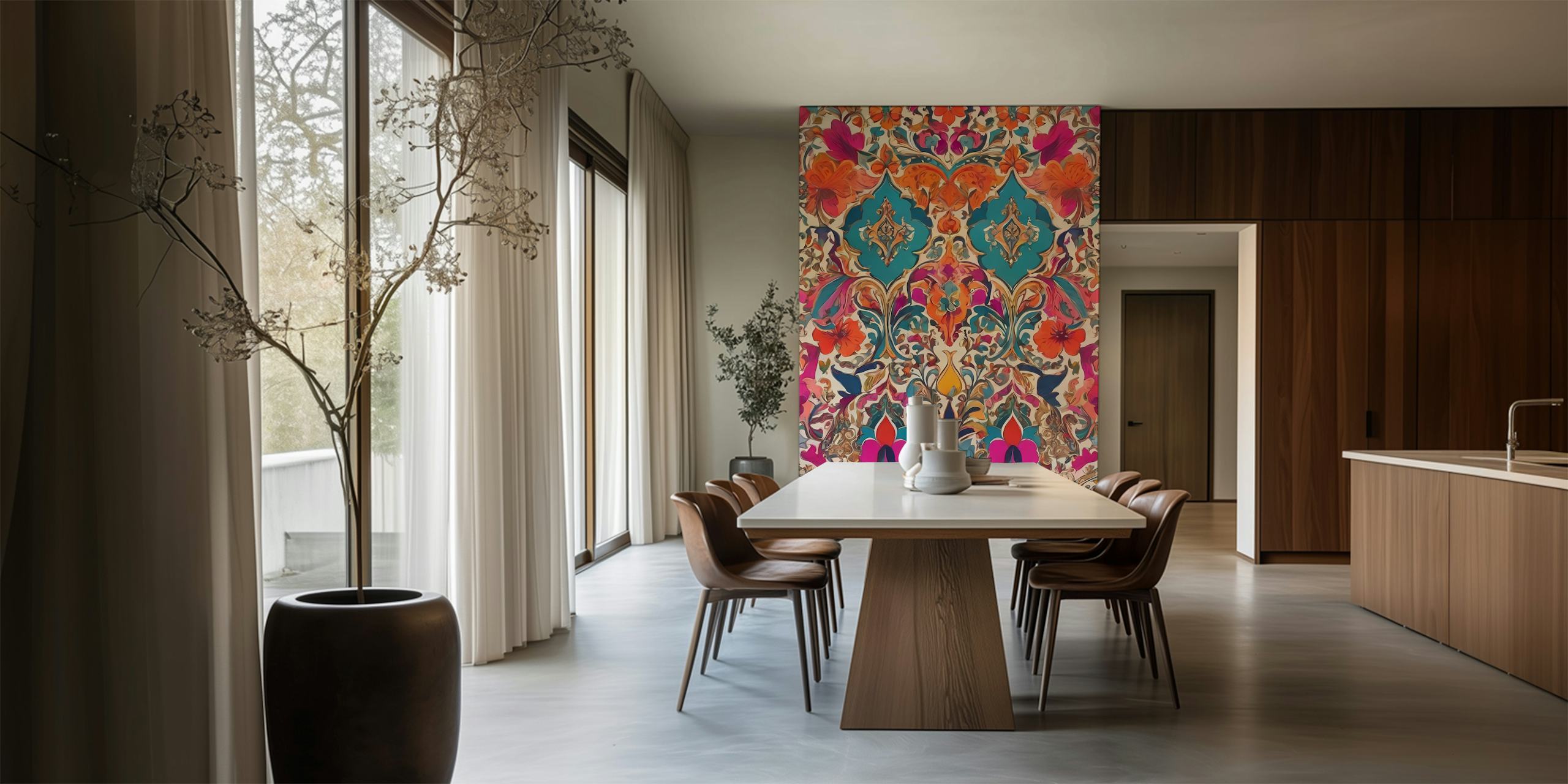 Elegant Floral Arabesque wallpaper design