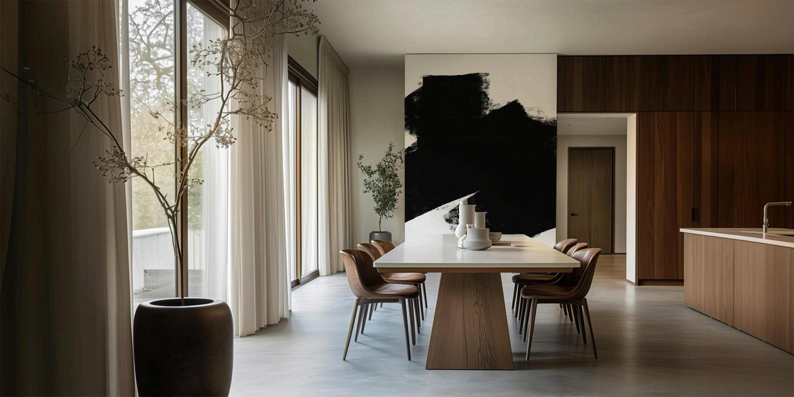 Modern Black Essence wallpaper displayed in a room