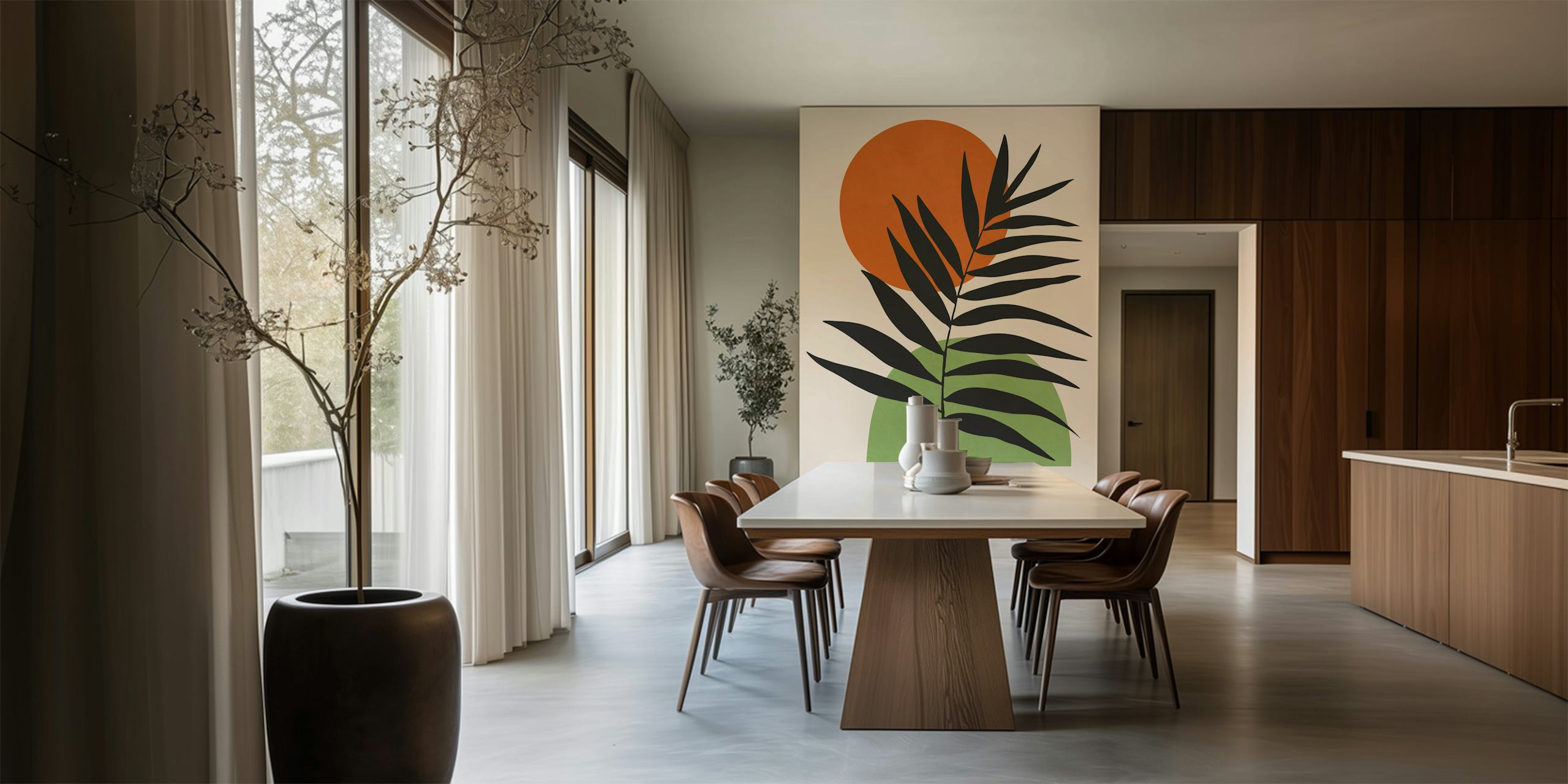 Abstract Plant Style wallpaper in room