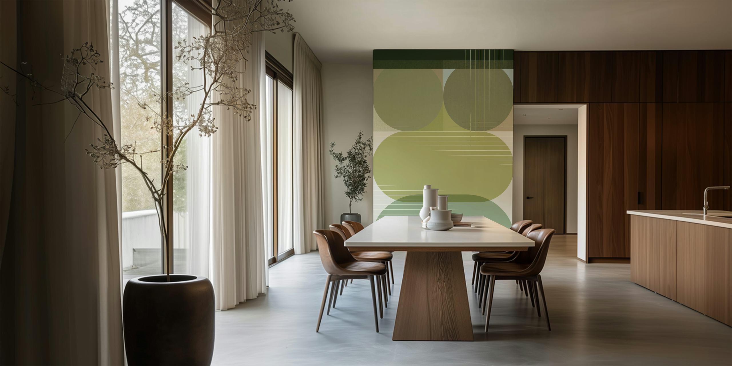 Sage Green Geometry wallpaper in a room