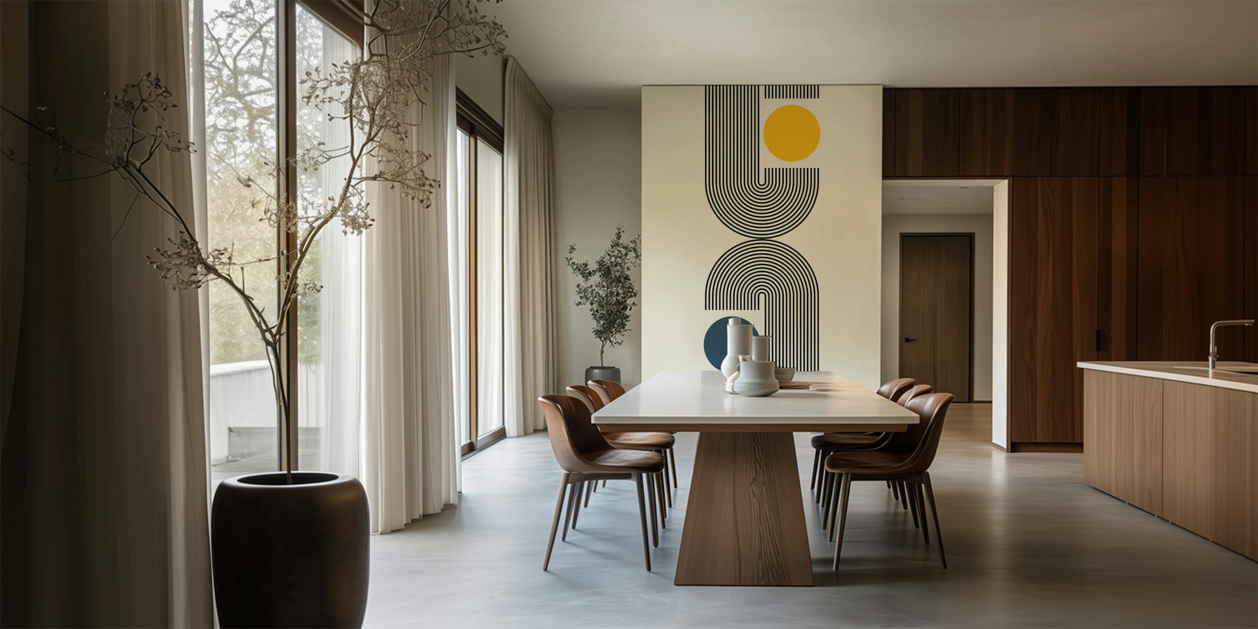 Geometric Solar Chic wallpaper in a room