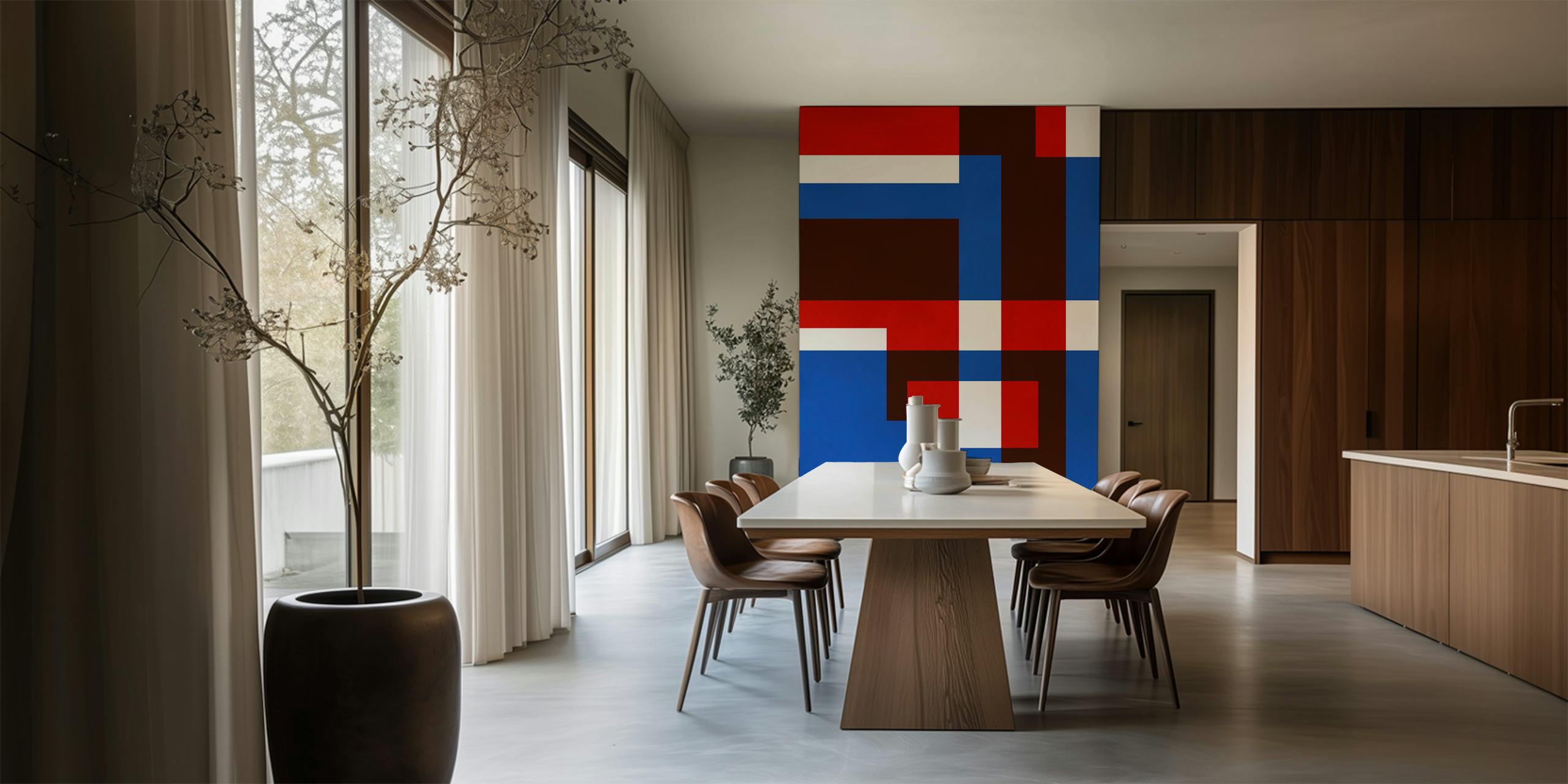 Geometric layers wallpaper in modern decor