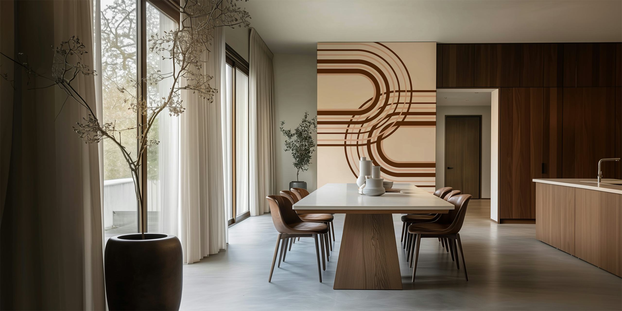 Abstract rainbow arches in earthy tones wall mural