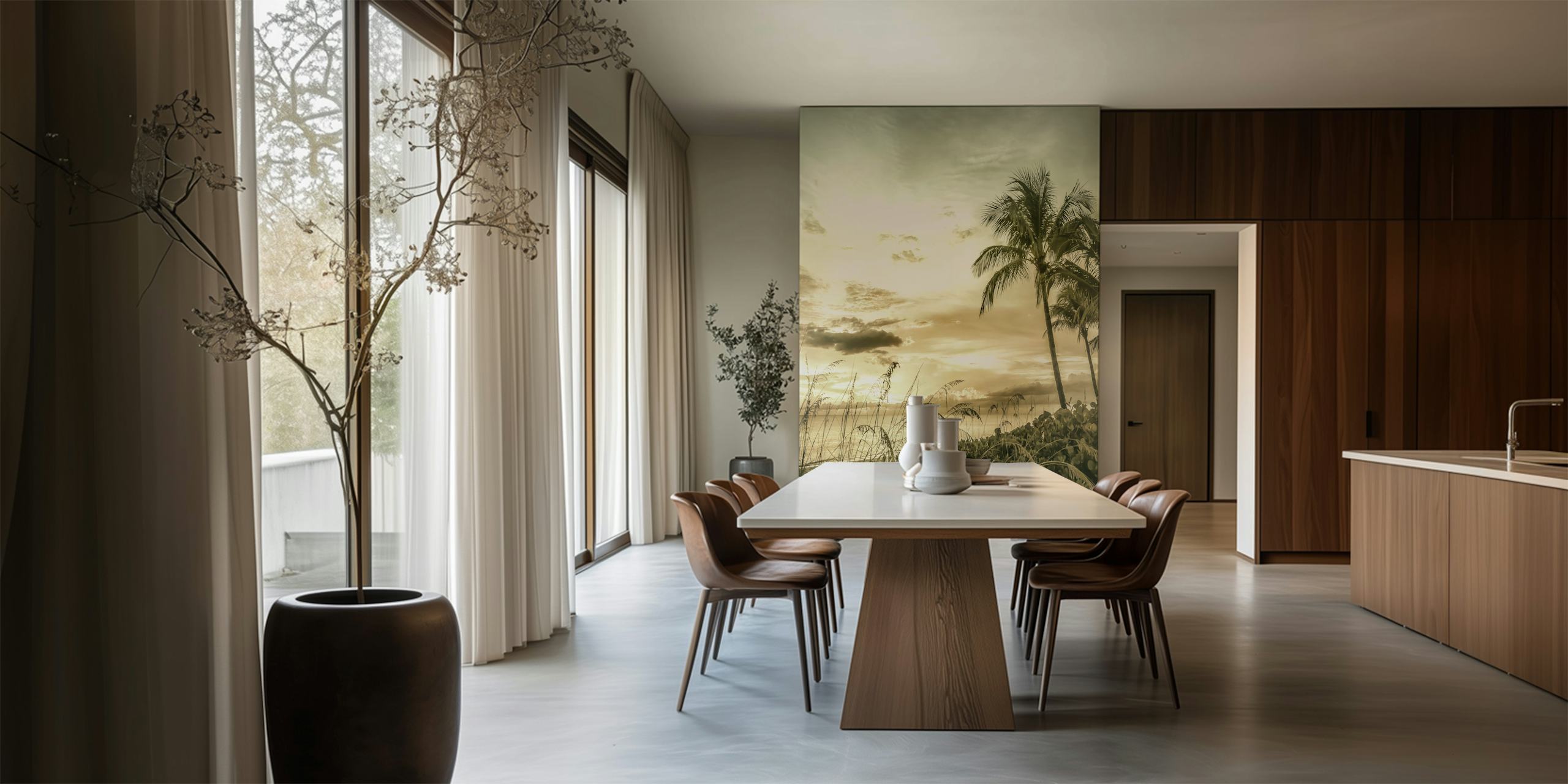 Vintage tropikalna plaża zachód słońca wyświetlacz