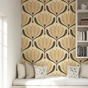 Vintage Blossom Elegance in Beige Brown - L