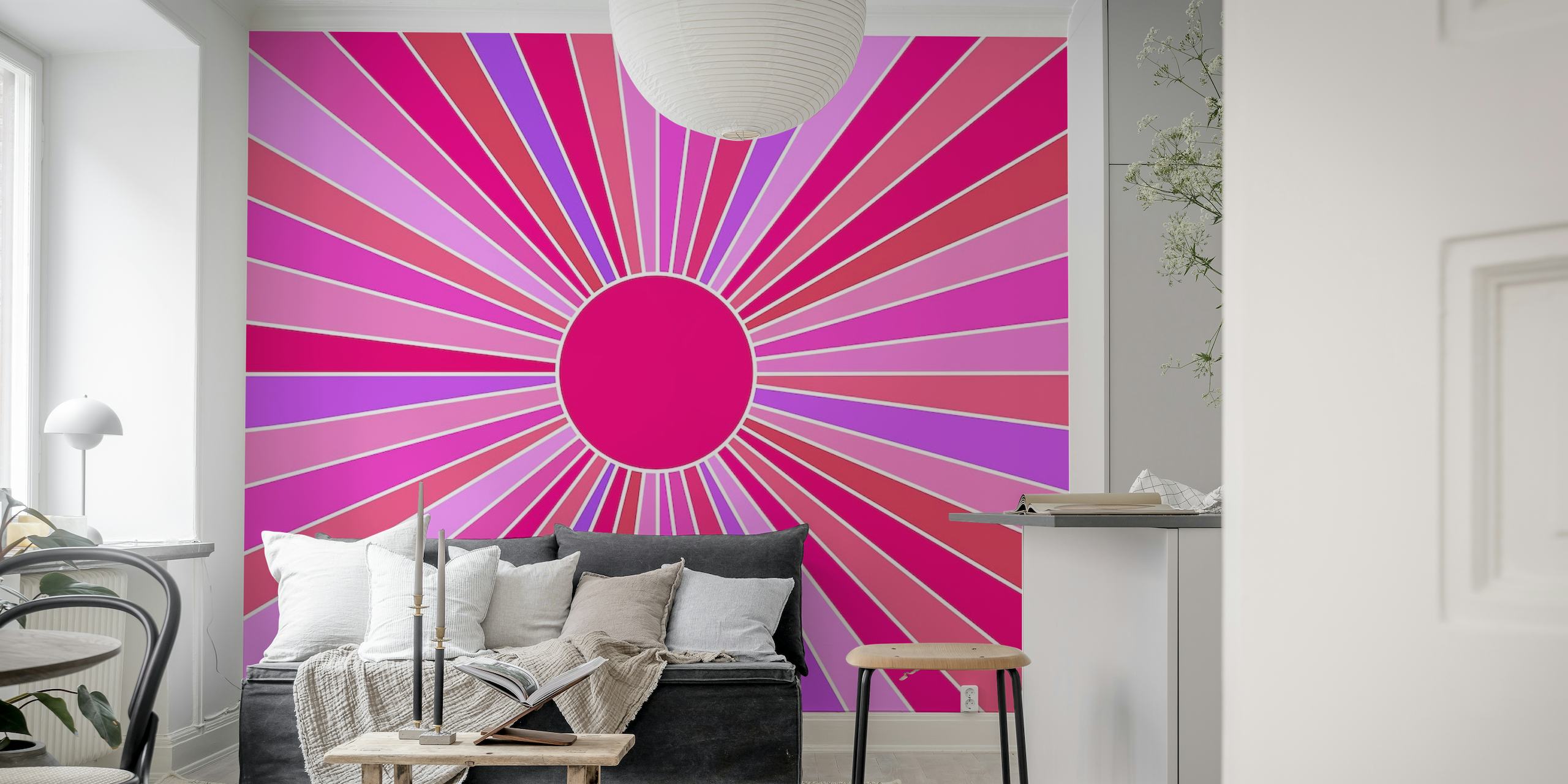 Vintage Sun - Vibrant Pink papel de parede
