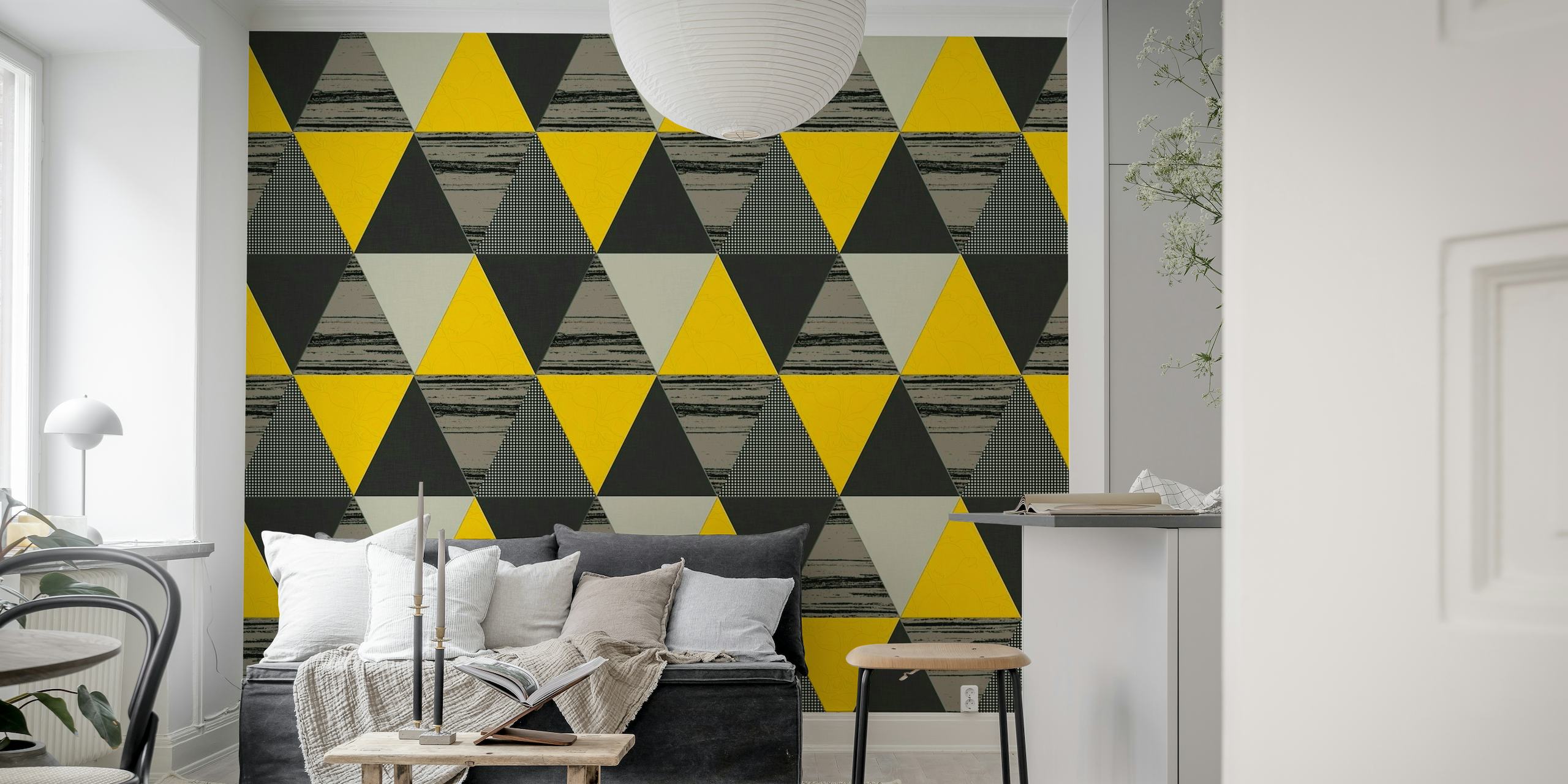 Triangles Yellow Black Grey ταπετσαρία