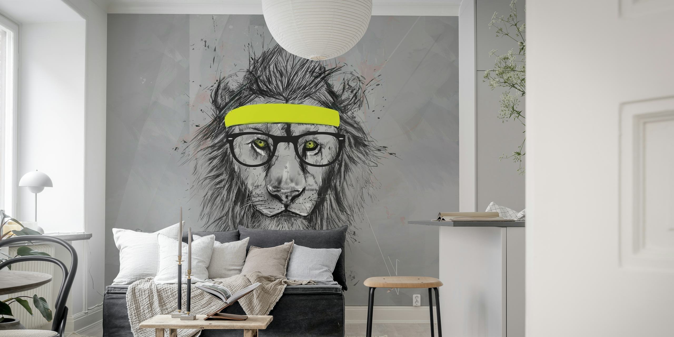 Hipster lion papel pintado