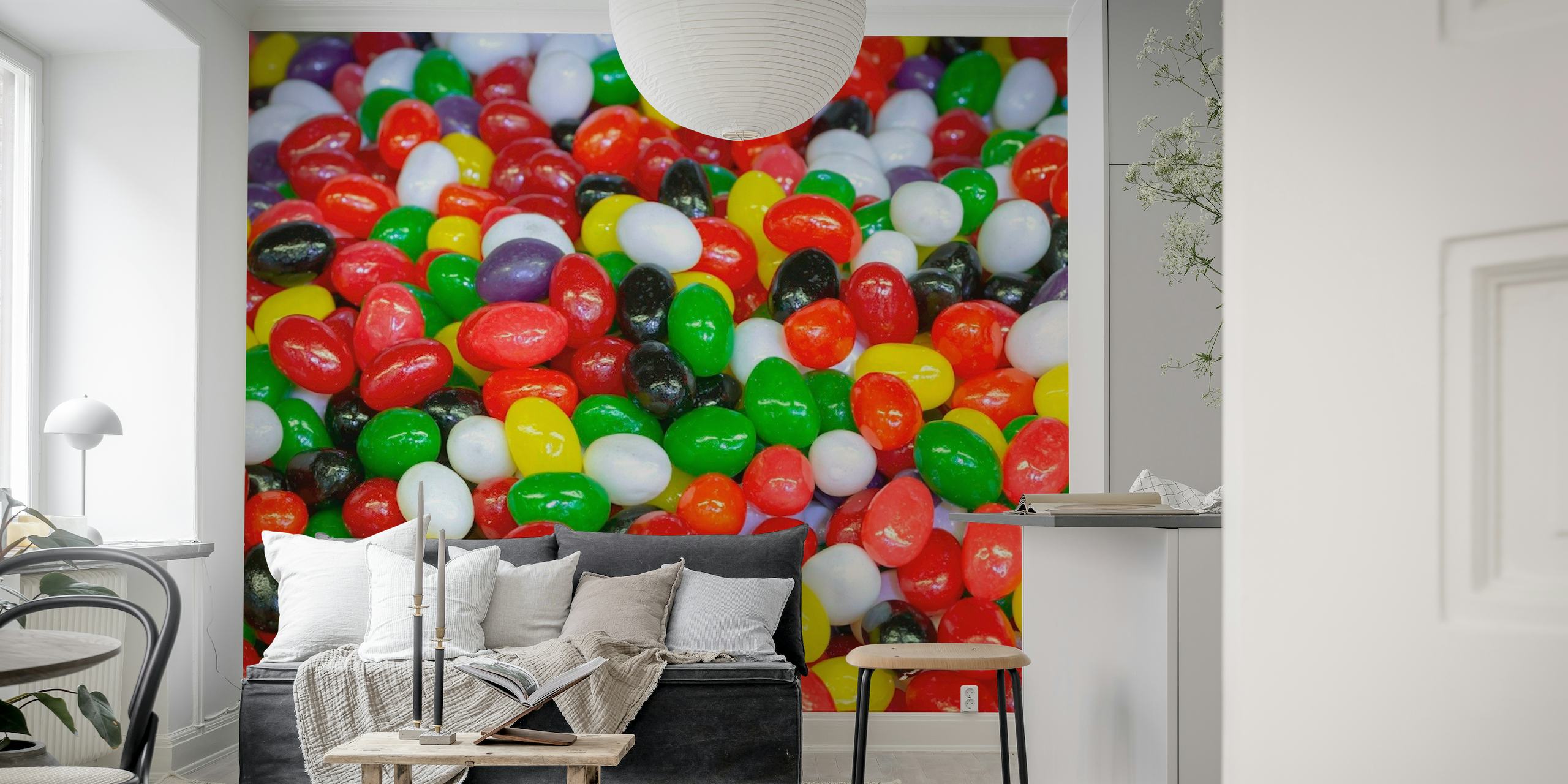 Fotomural vinílico de parede de doces coloridos variados para uma decoração vibrante