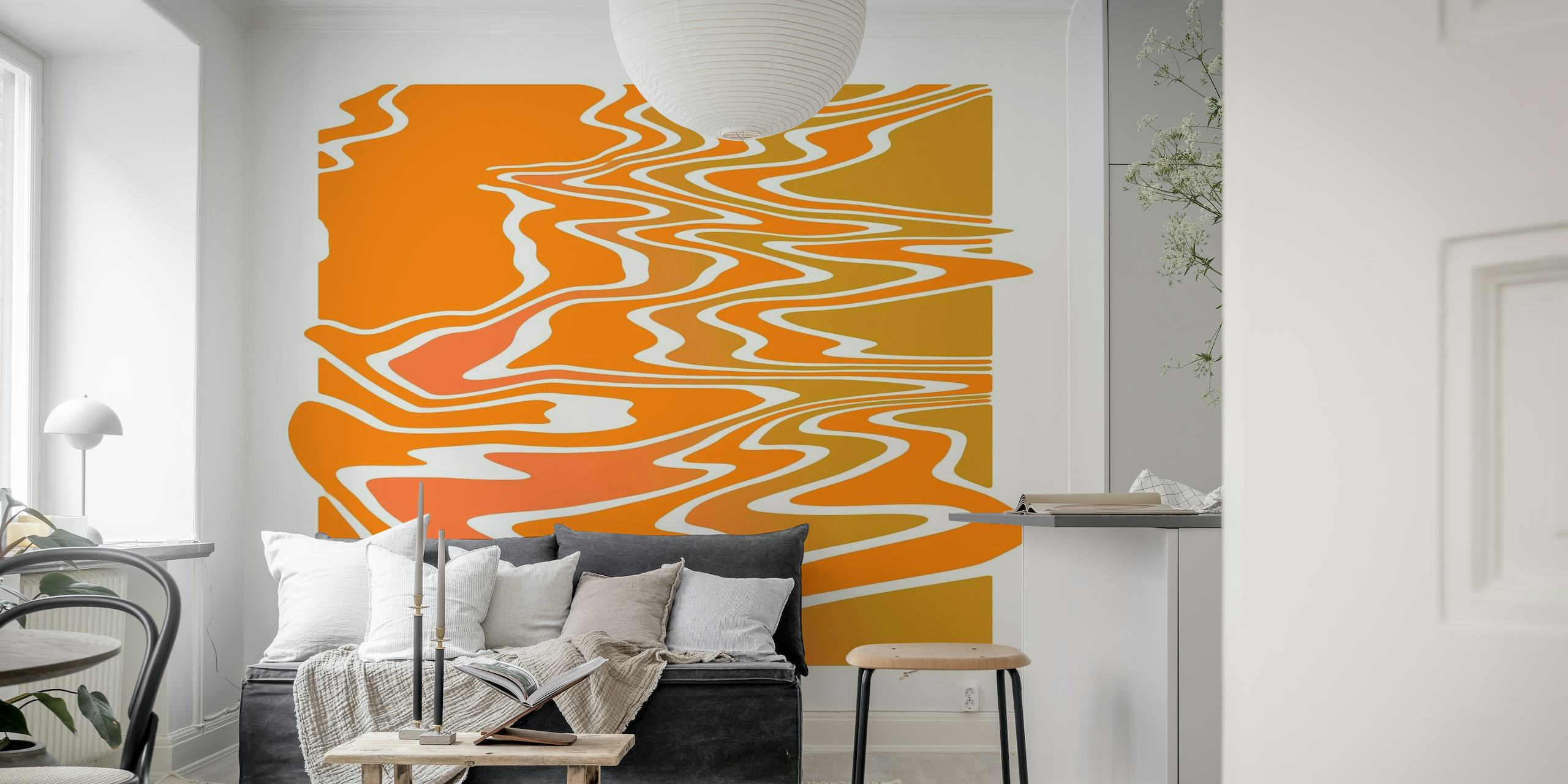 Orange Retro Dream Geo Abstract behang