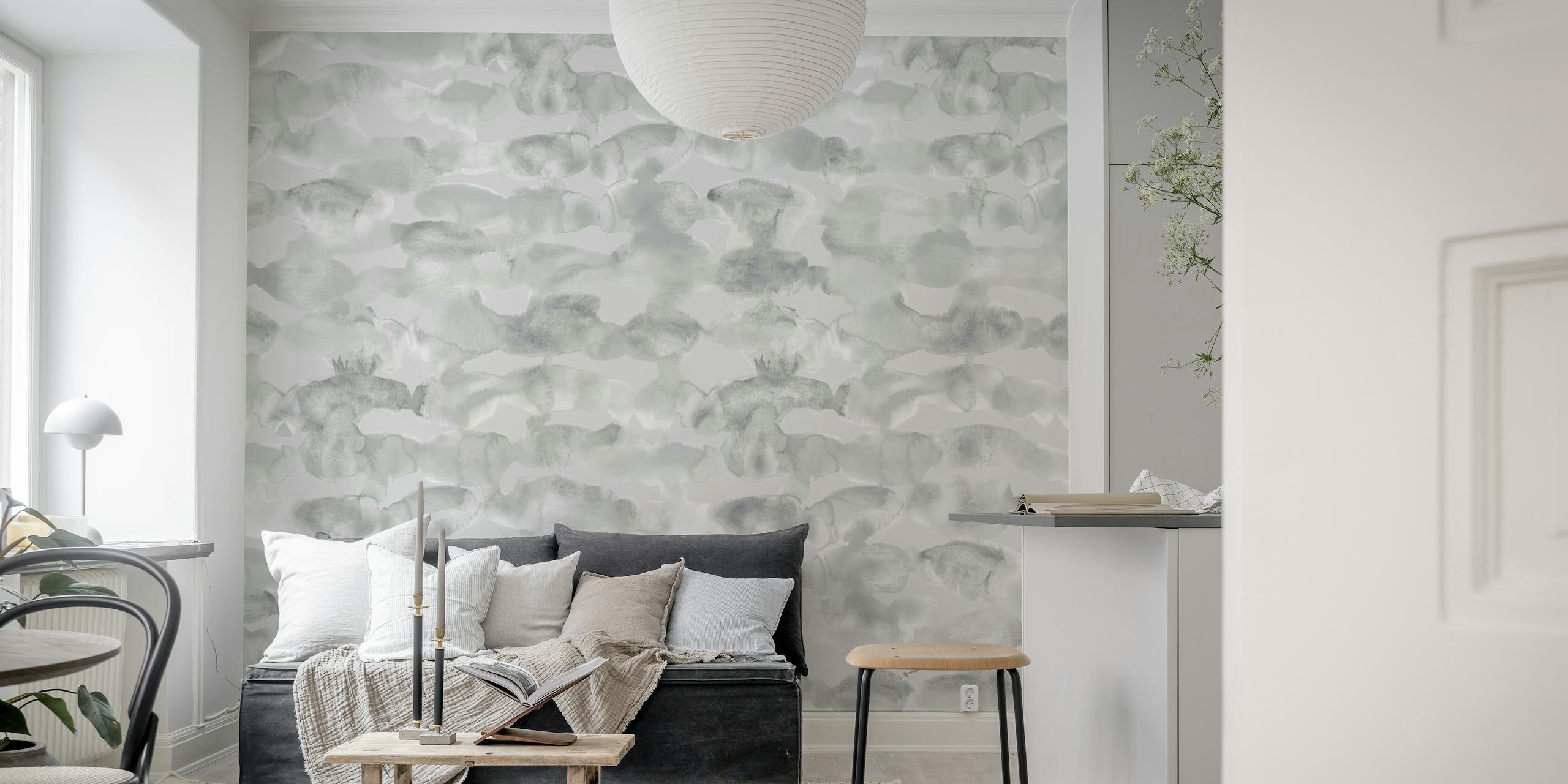 Textural Watercolor Abstract Grey papel de parede