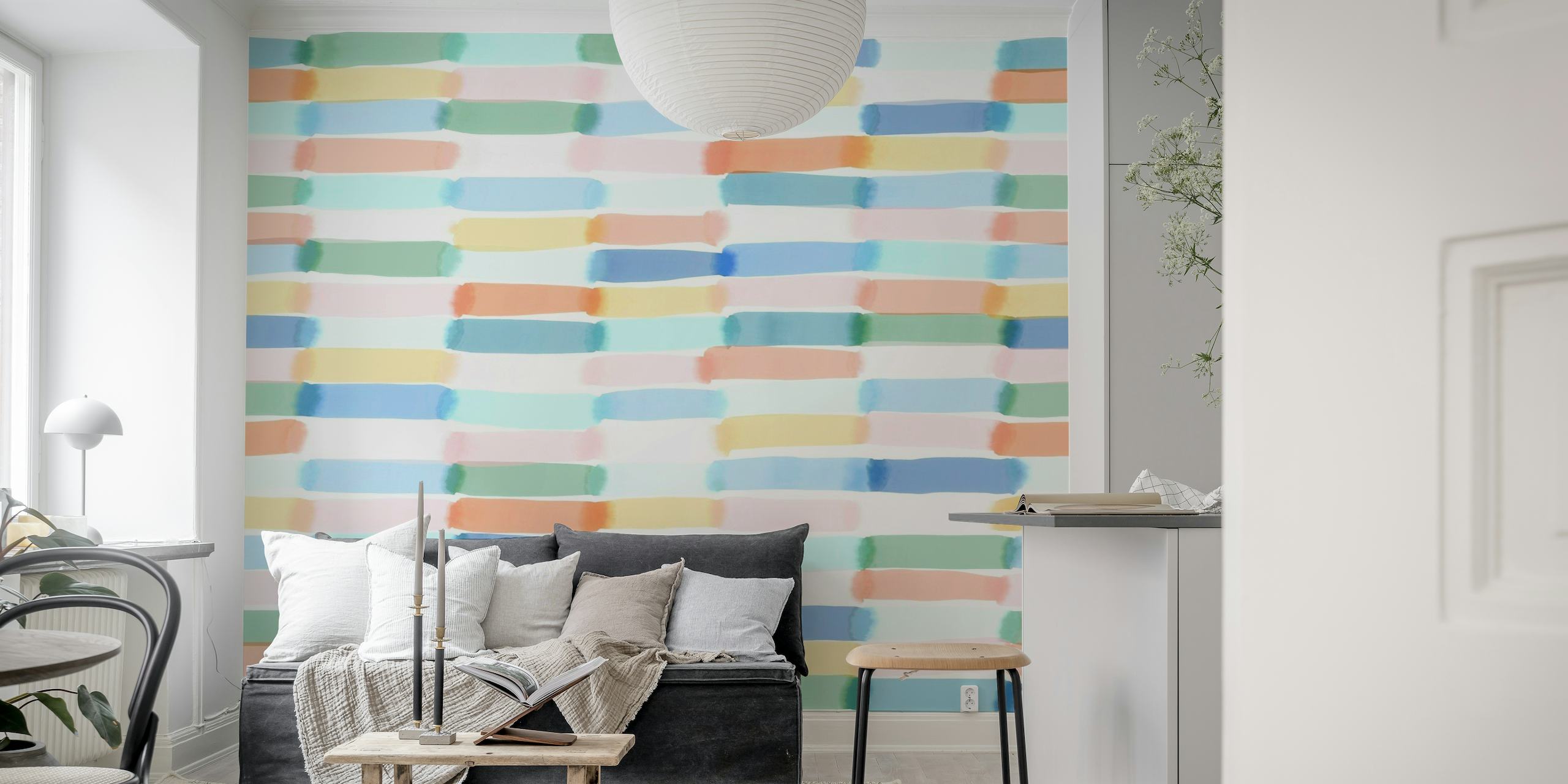 Watercolor Dash Stripe papel de parede