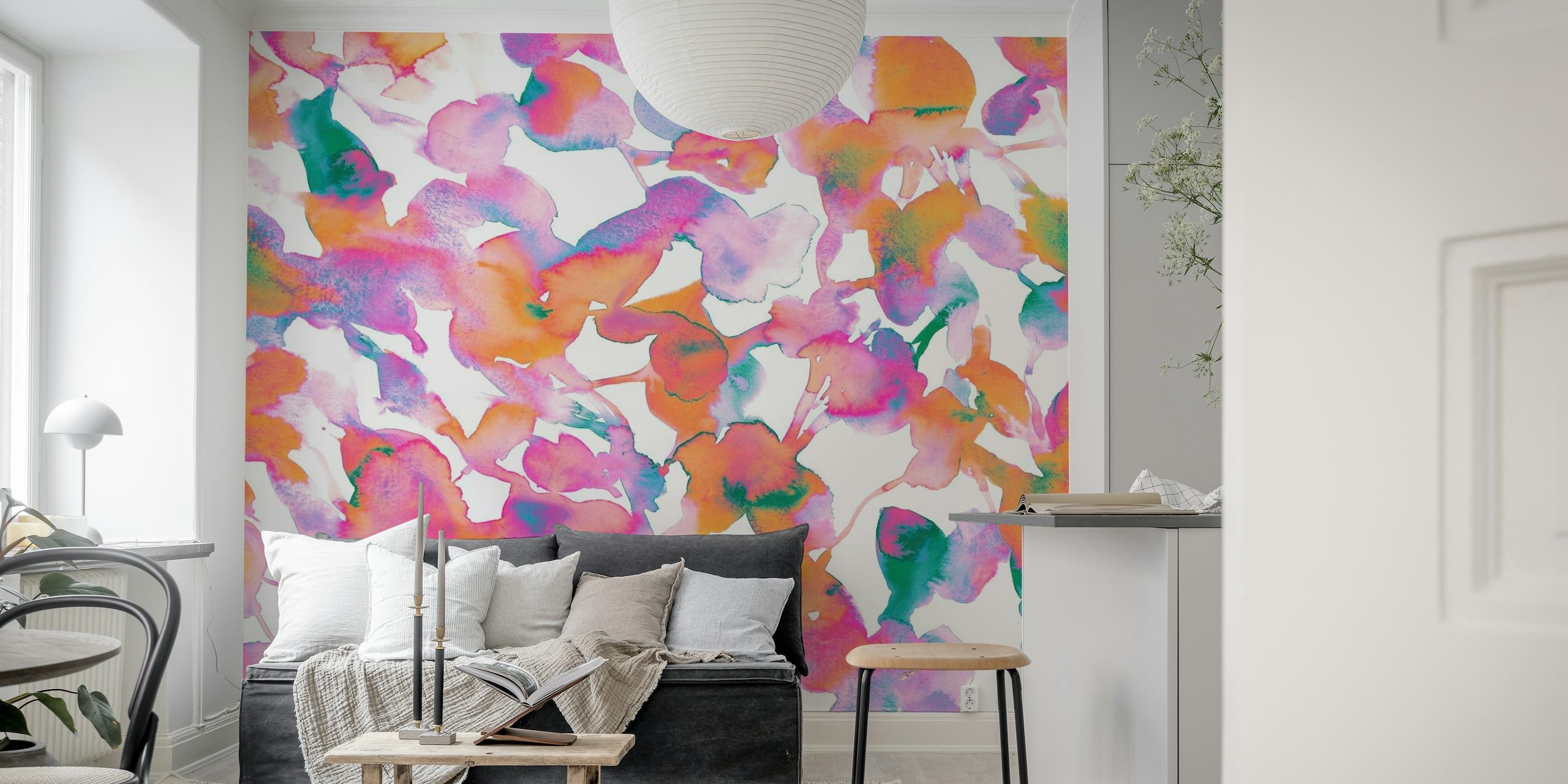 Hello Color Vivid Abstract Floral papel de parede