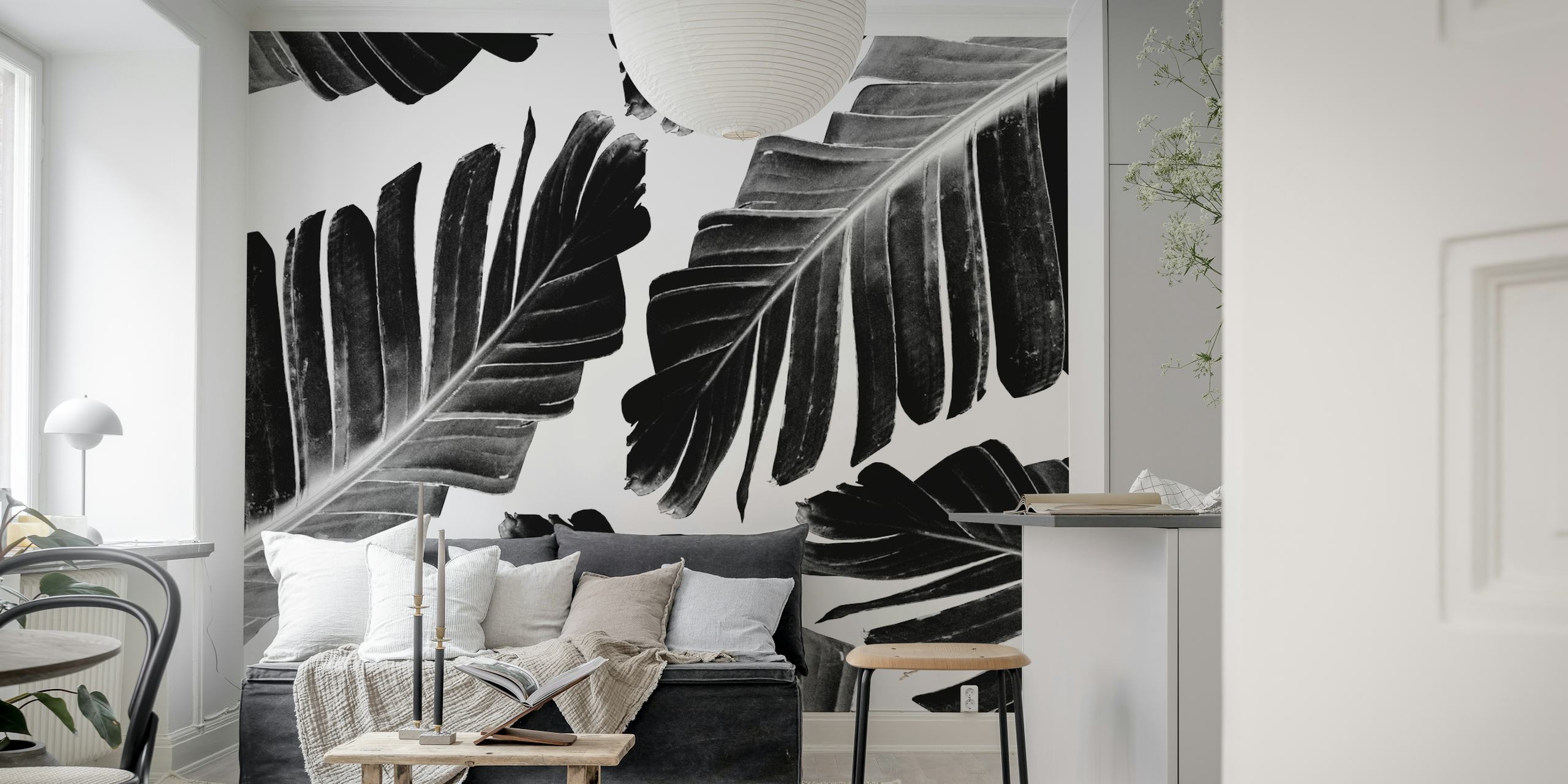 Tropical Black Banana tapetdesign i et rum