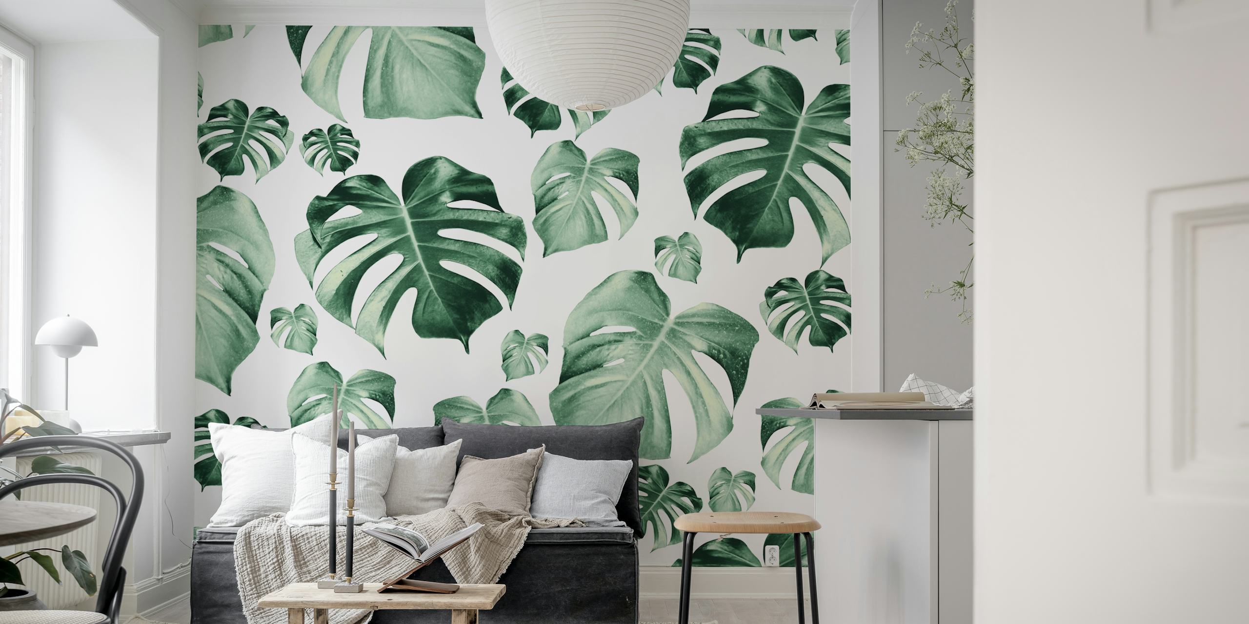 Tropical Monstera Pattern tapet i et rum