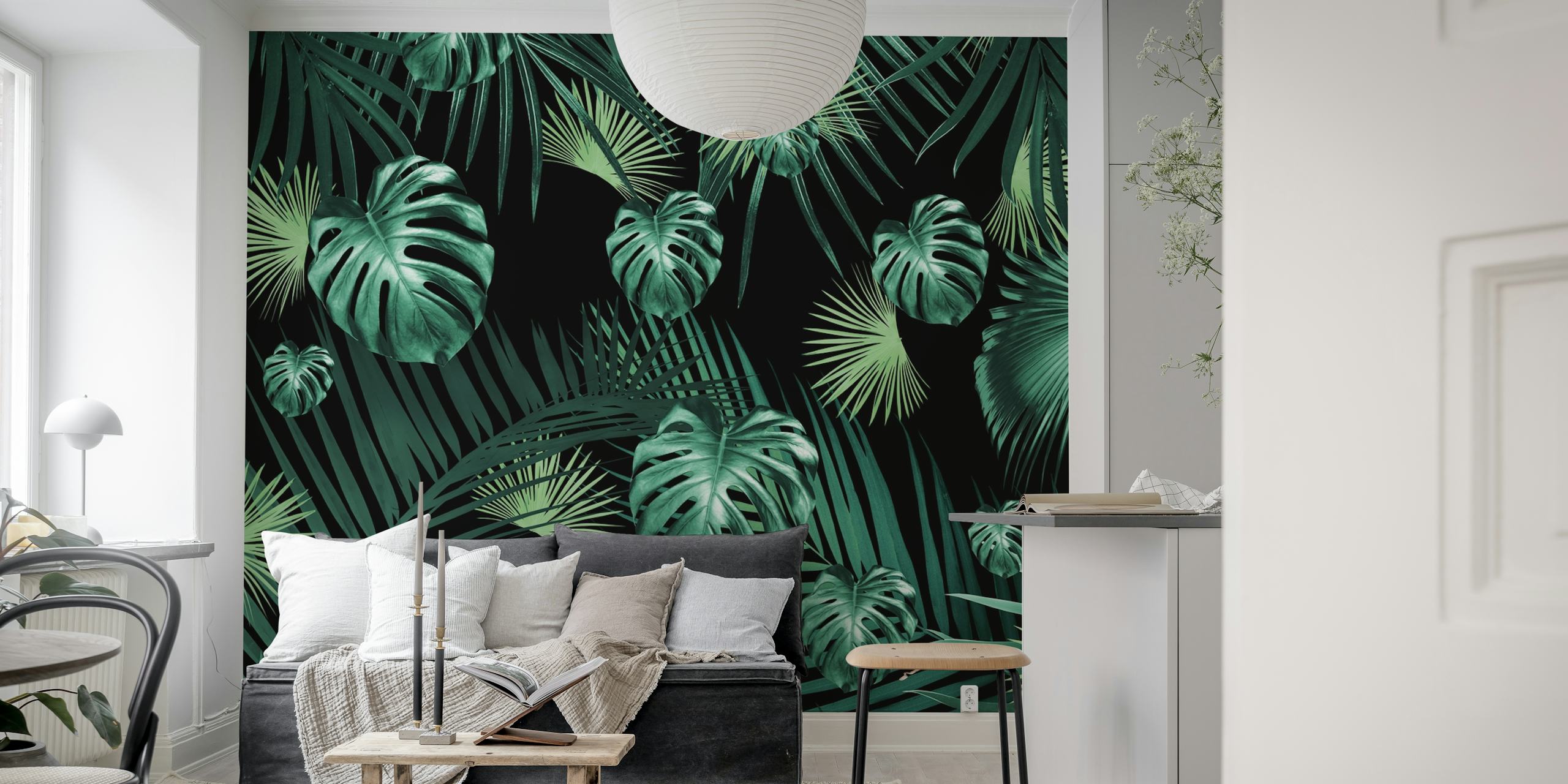 Tropical jungle wallpaper in a room