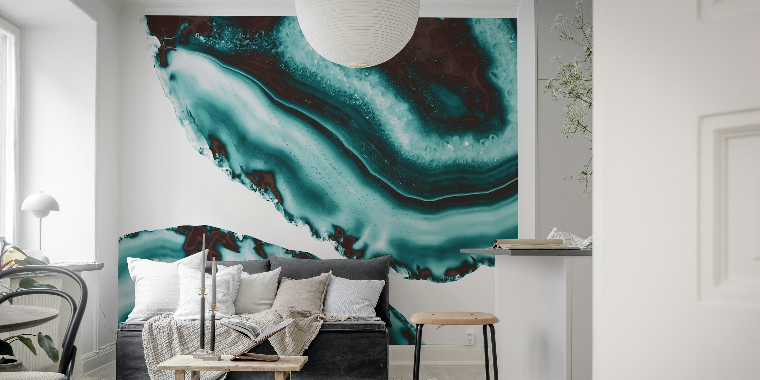 Tapeta Turquoise Brown Agate v moderním prostředí
