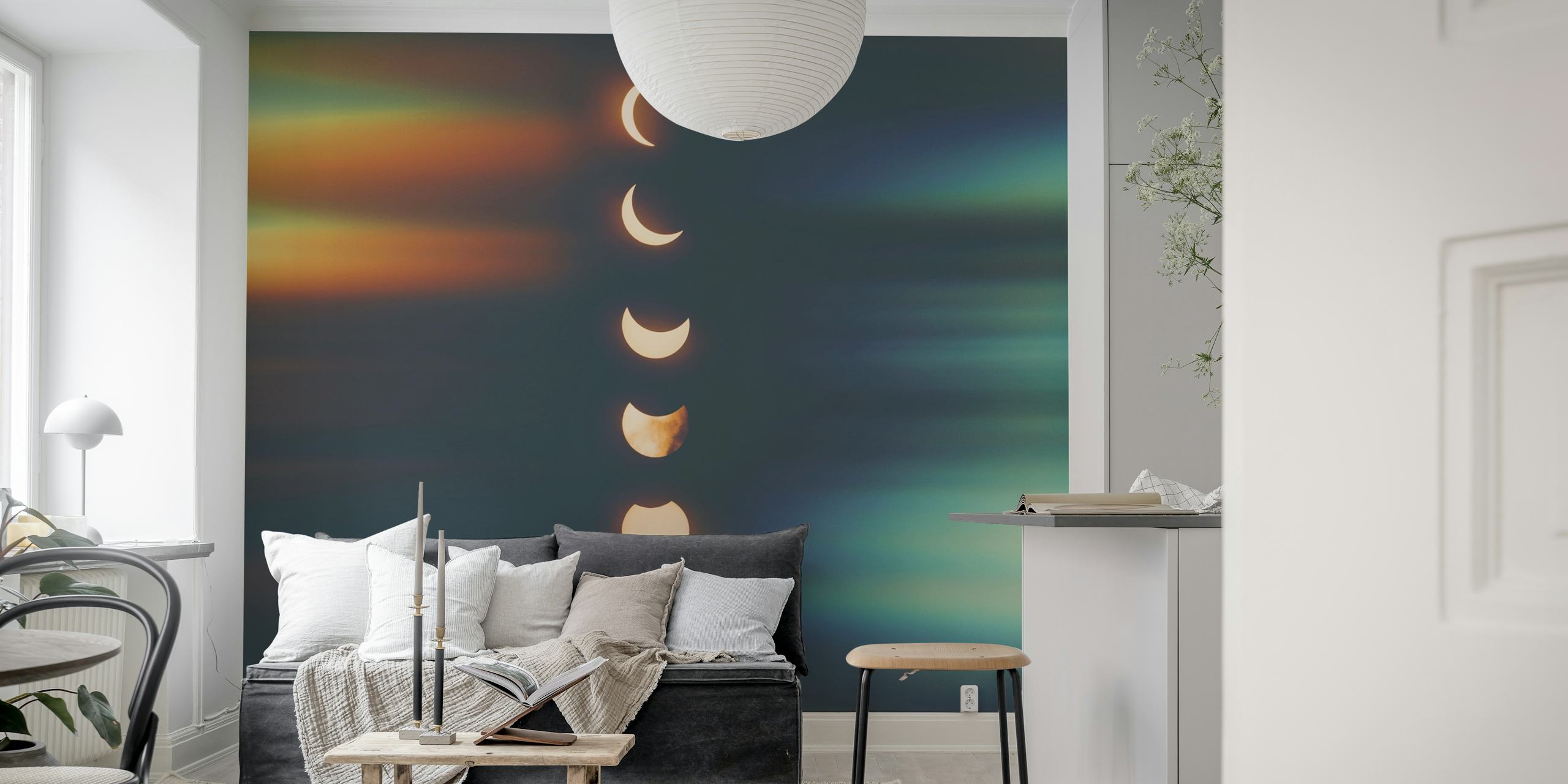 Papel pintado Shining Moon Phases en una habitación