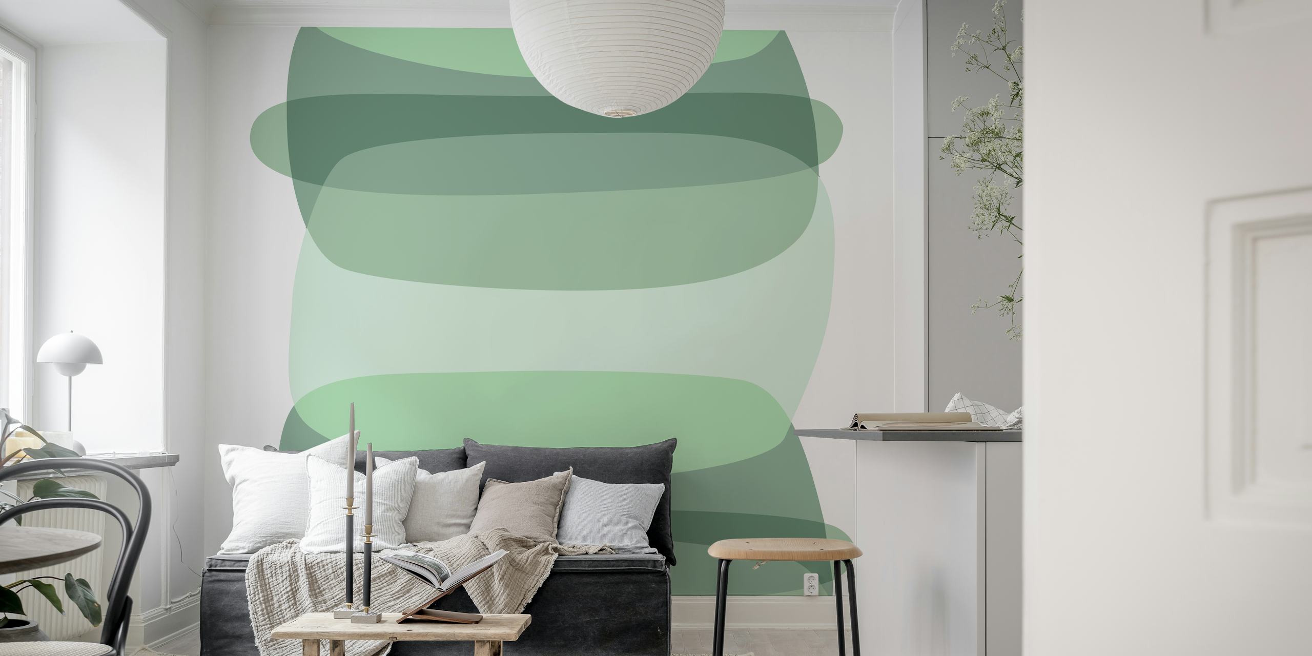 Pebble Shapes Sage Mint Green in einem Zimmer