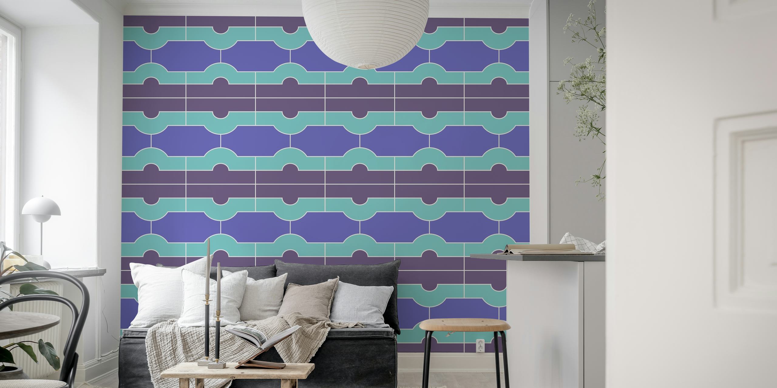 Geometric pattern in purple and blue tones wallpaper