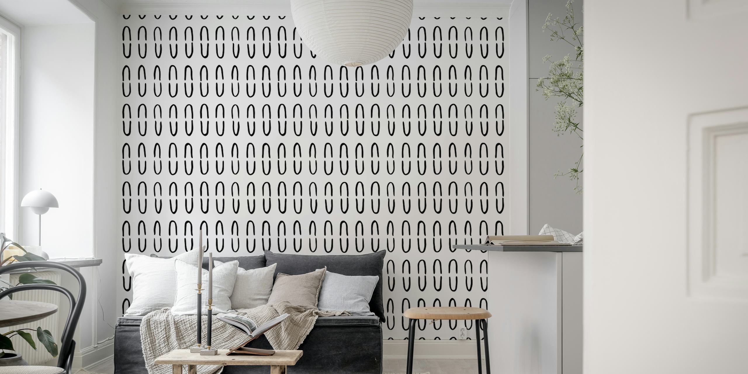 U black and white tapet i en rumsmiljö