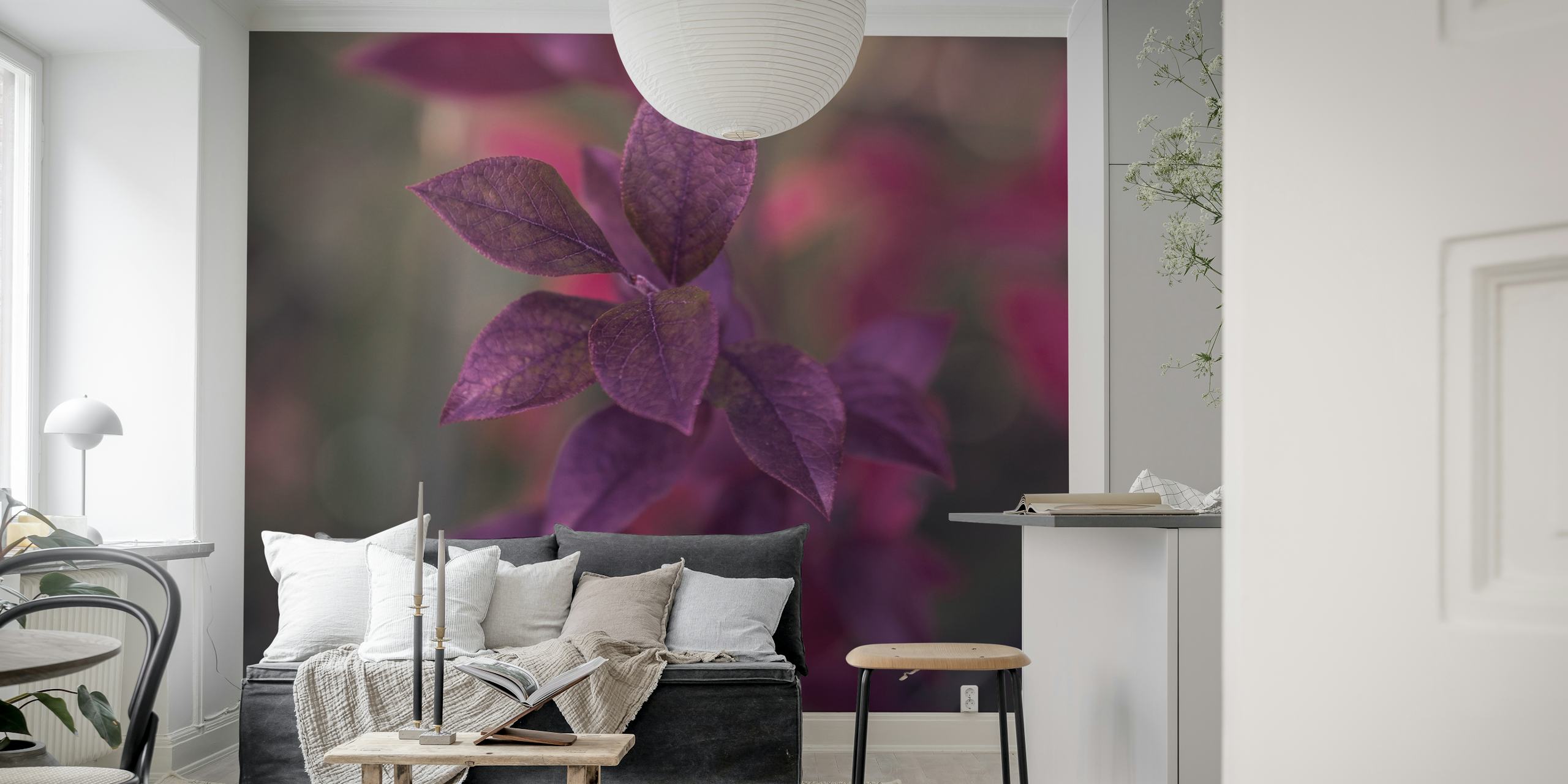 Purple autumn leaves on a blurred background wallpaper