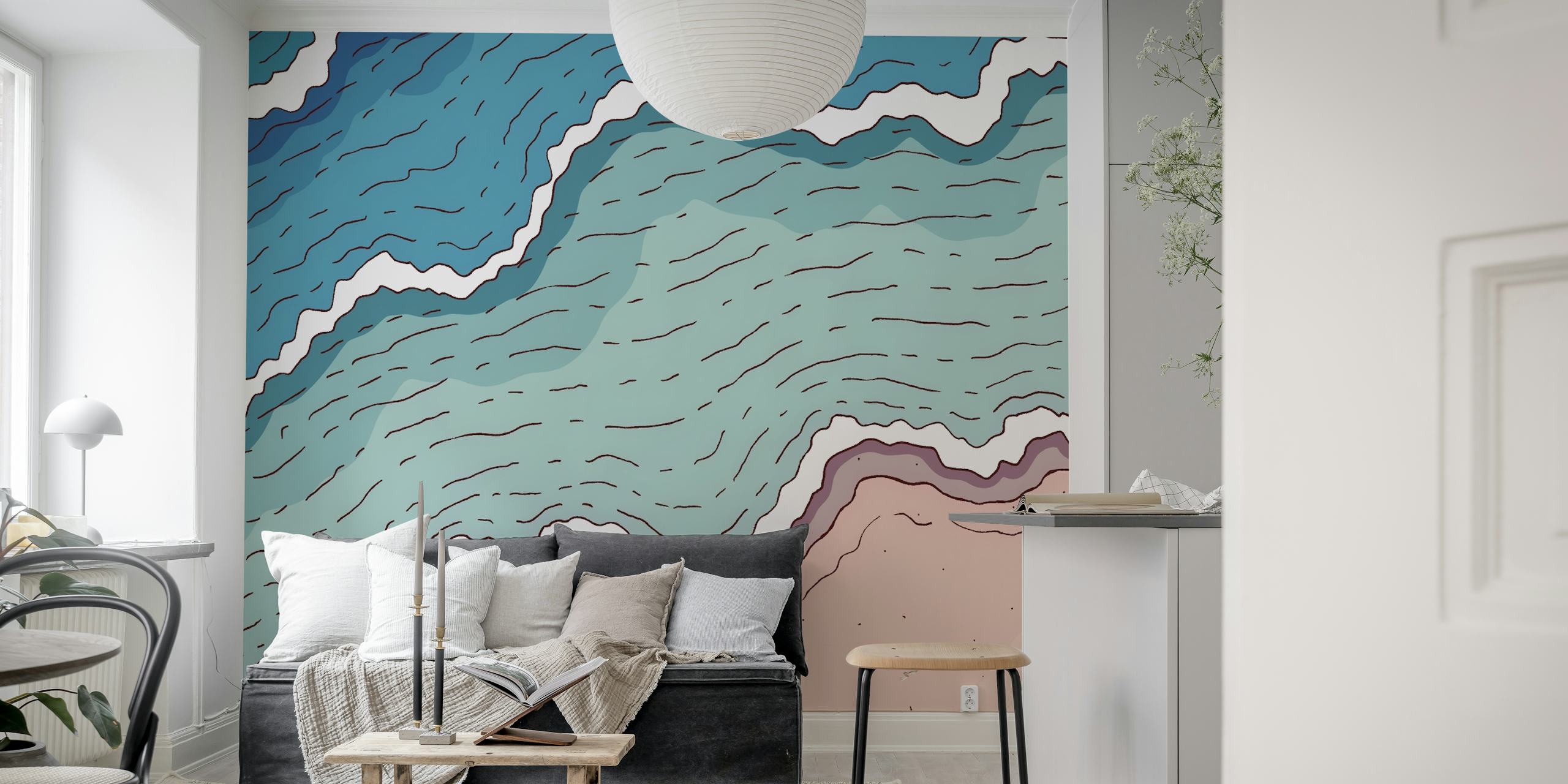 The beach and the sea design de papier peint dans une pièce