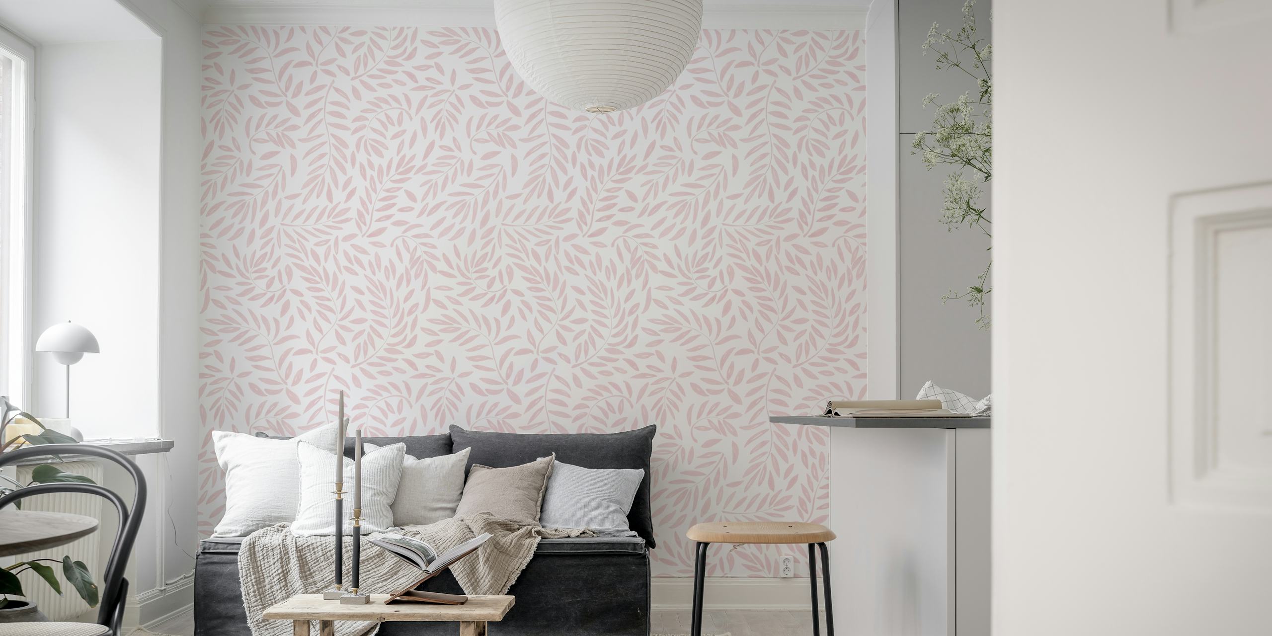 Crazy branches pink papel de parede em um quarto