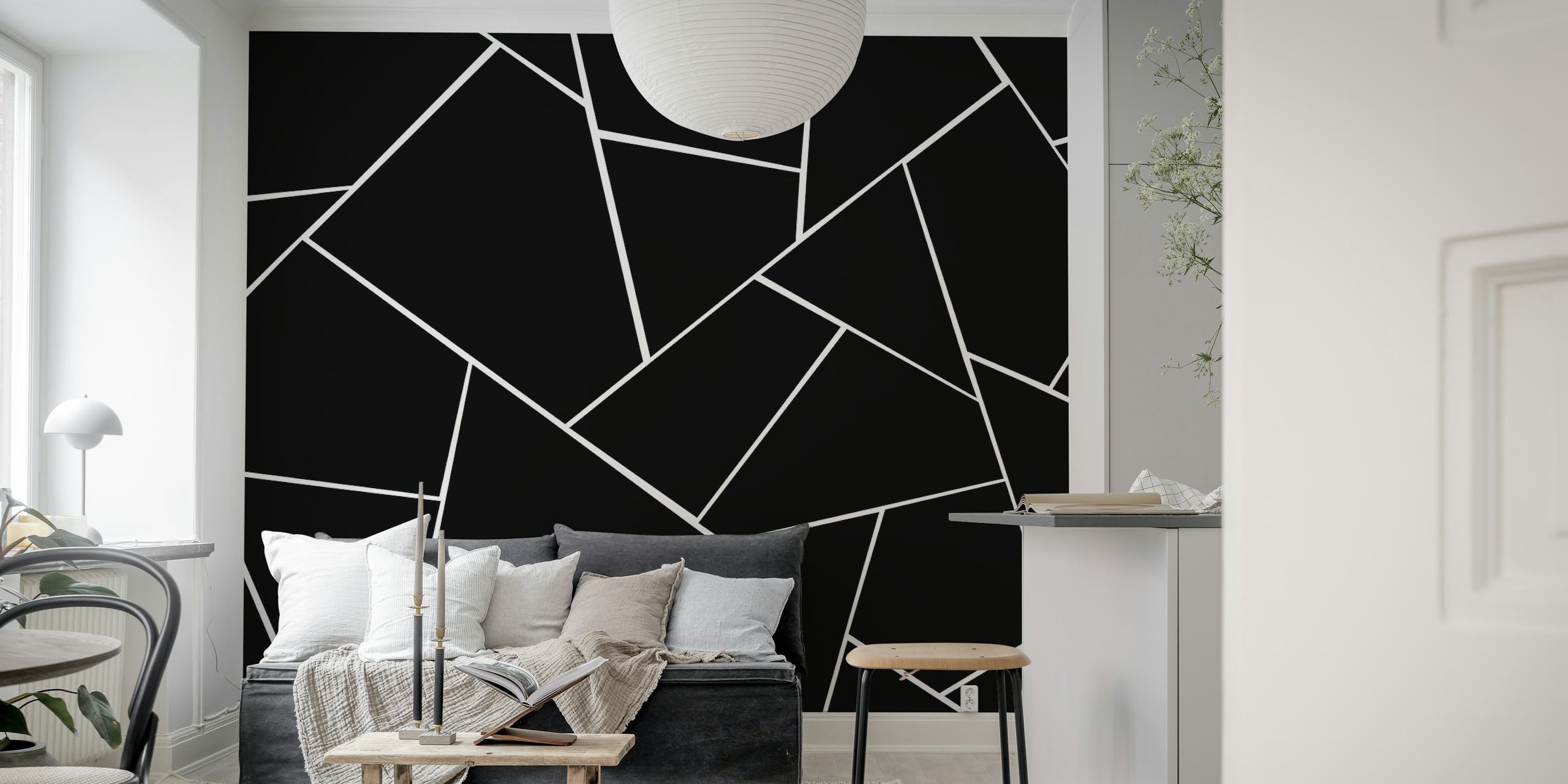 Black and white geometric pattern wallpaper