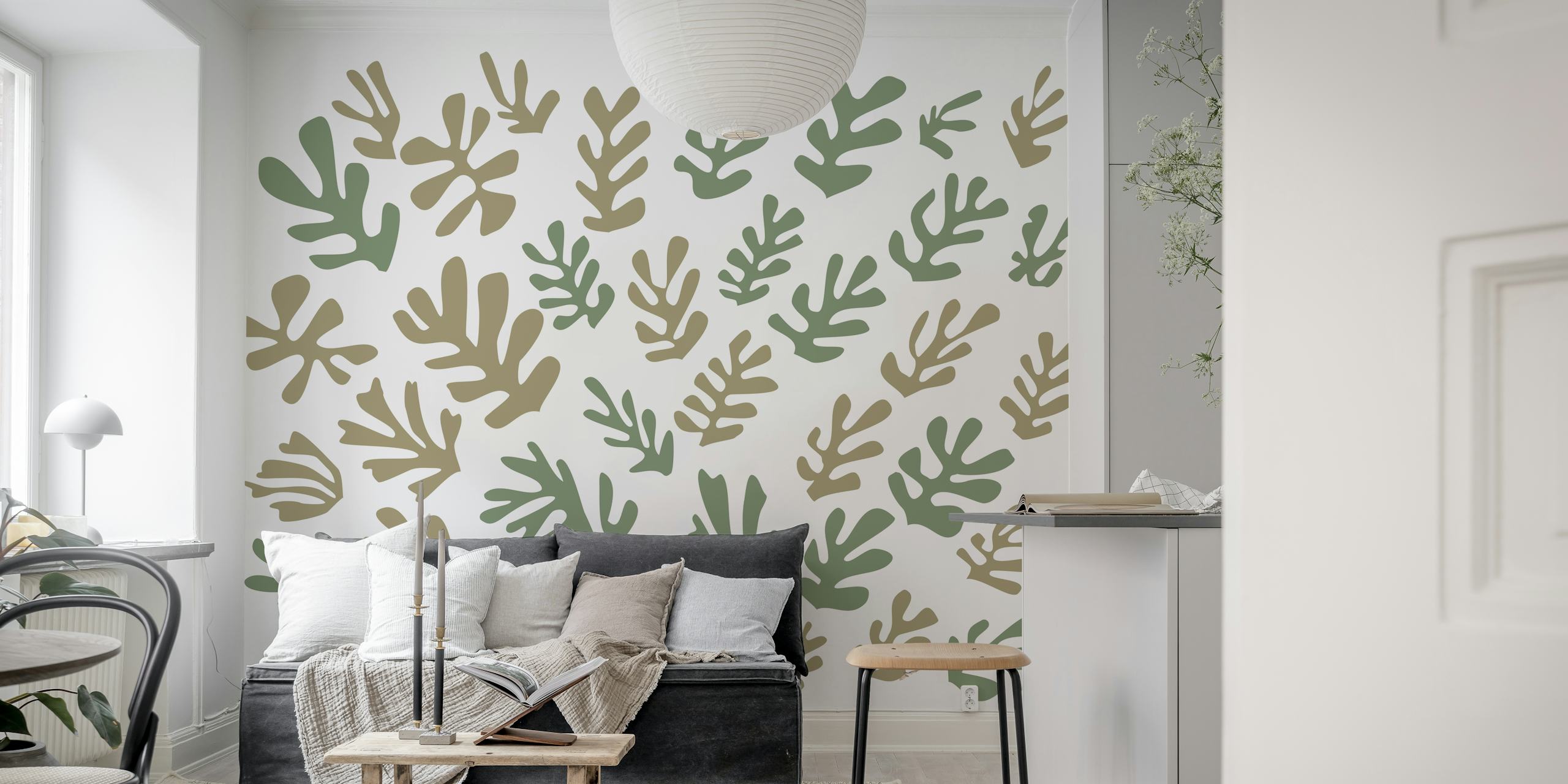 Pale Matisse Inspired Leaves wallpaper design
