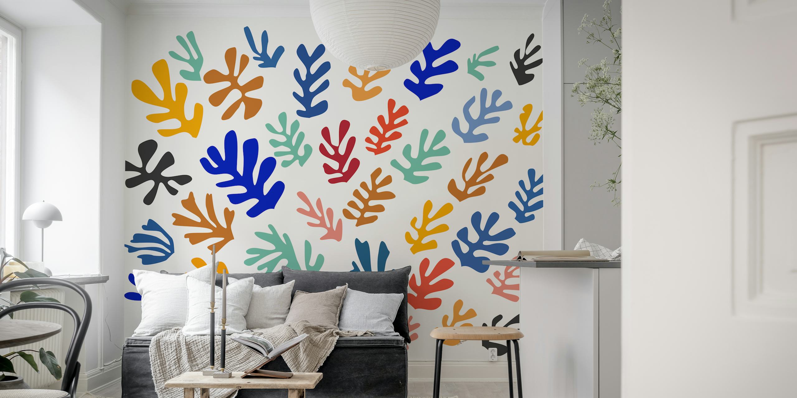 Matisse Inspired Colorful Art som viser en blanding av livlige farger og dynamisk design