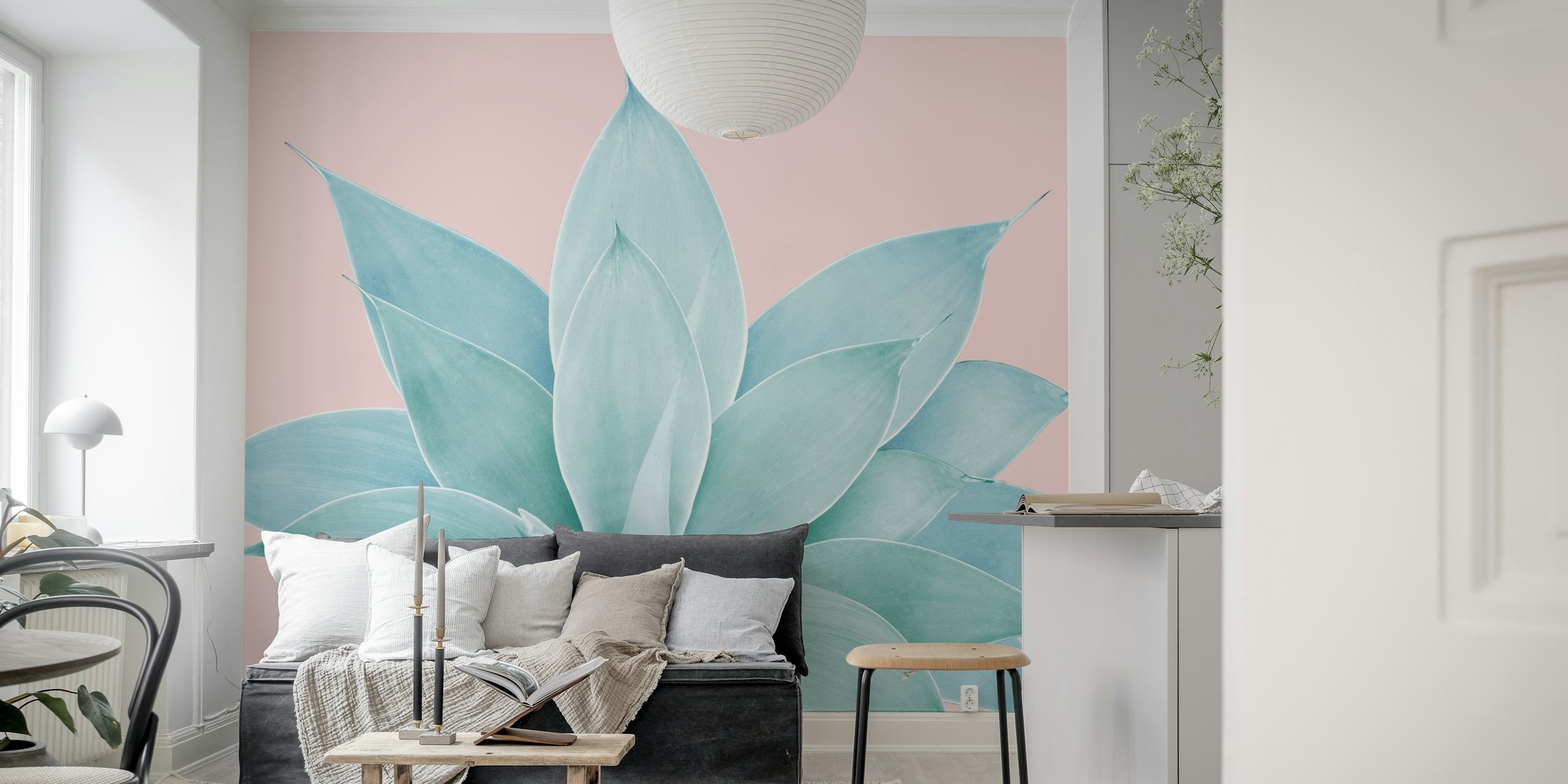 Tapeta Blush Agave 2 v pokojovém uspořádání