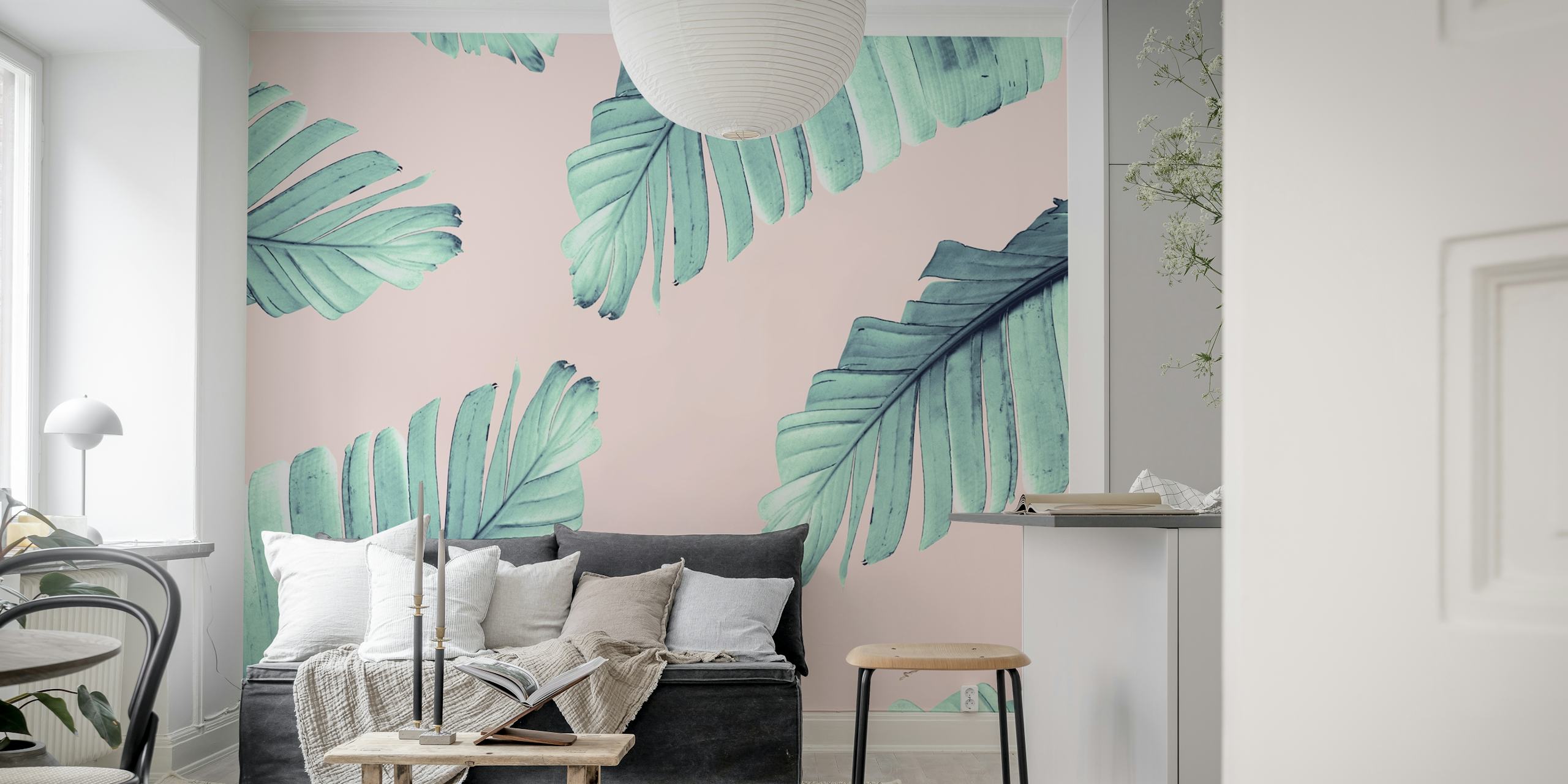 Tapeta Blush Banana Leaves v místnosti