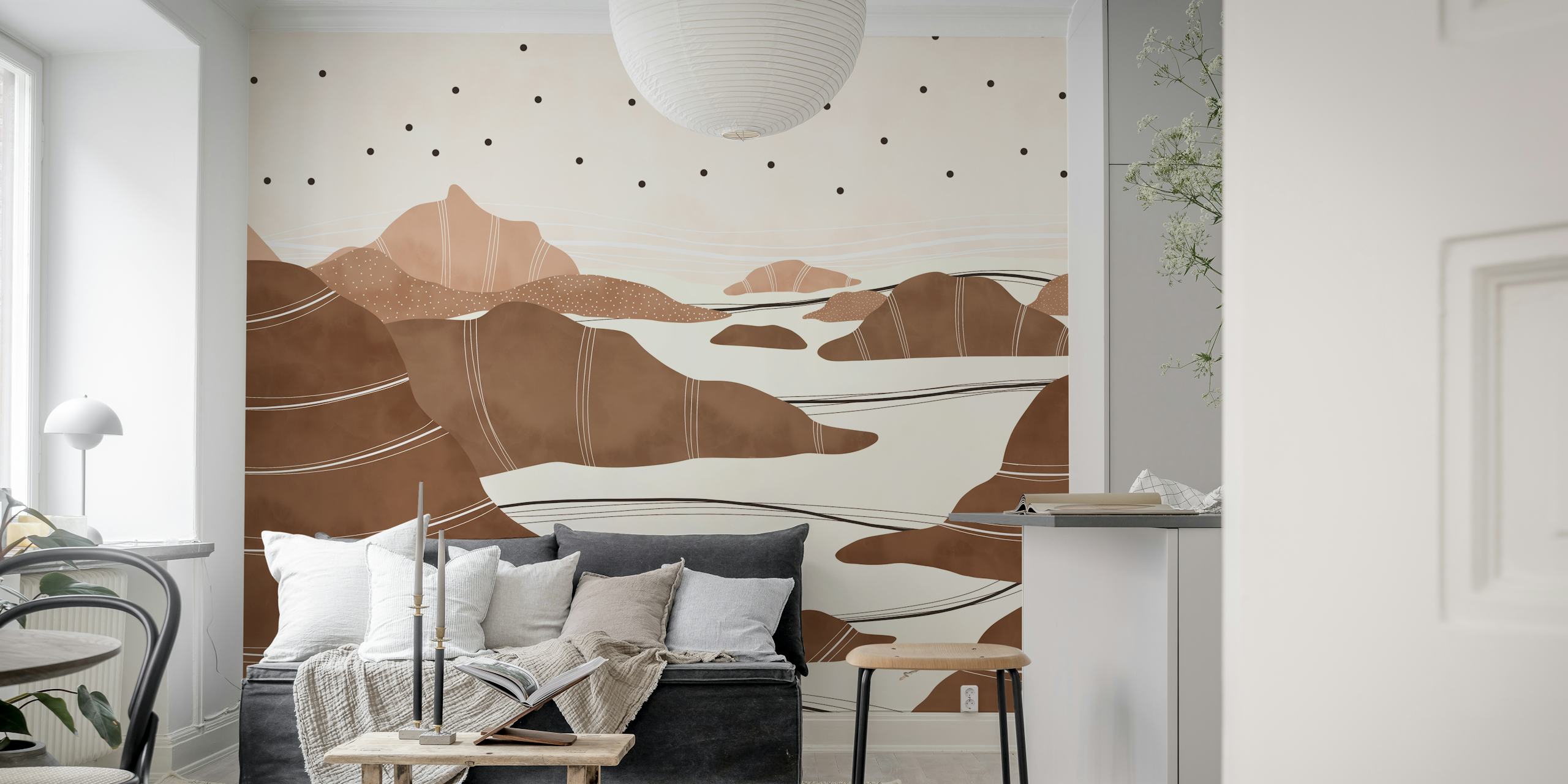 Papel de parede Modern mountain islands em um quarto