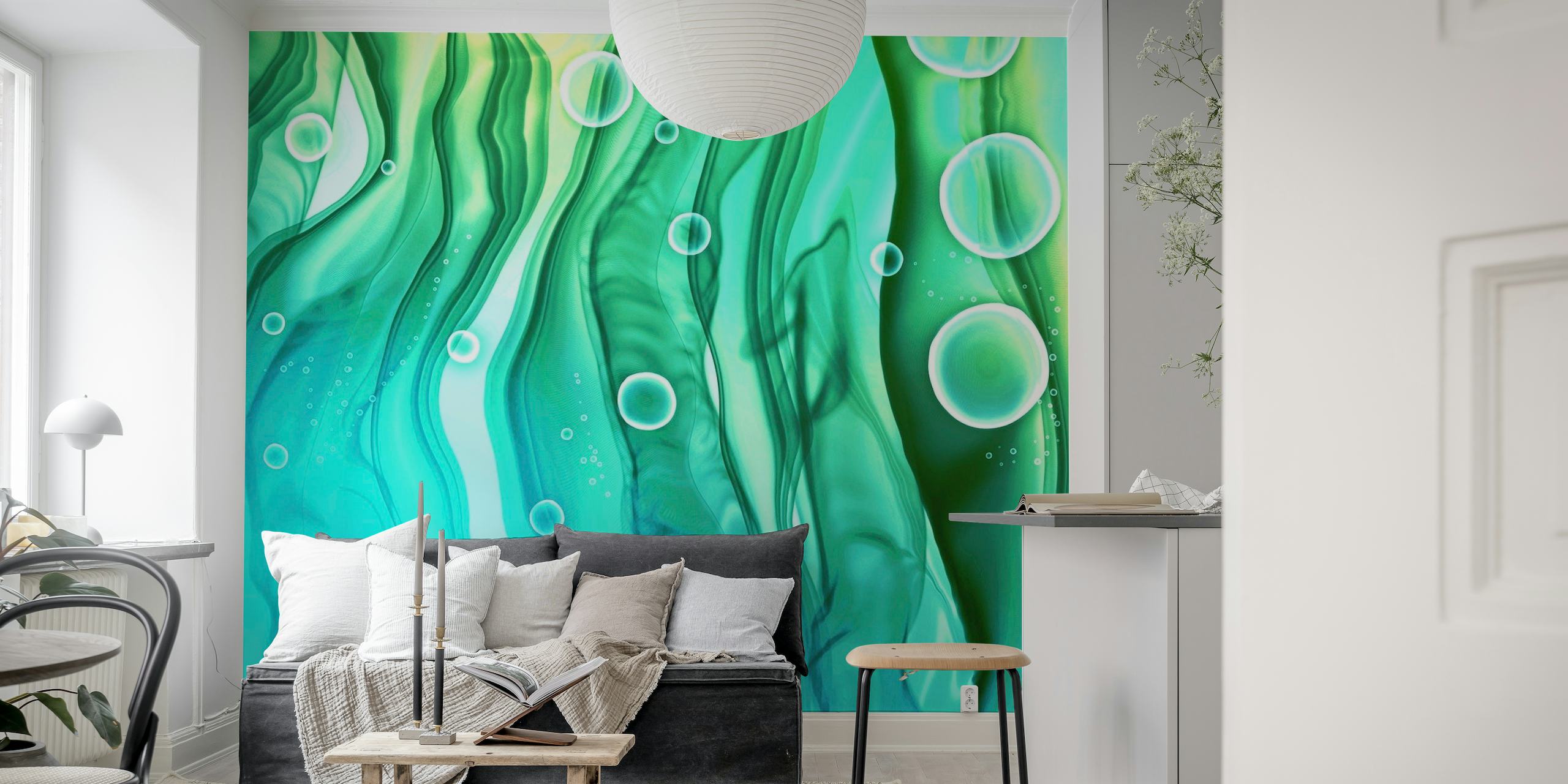 Turquoise Mermaid Waves wallpaper
