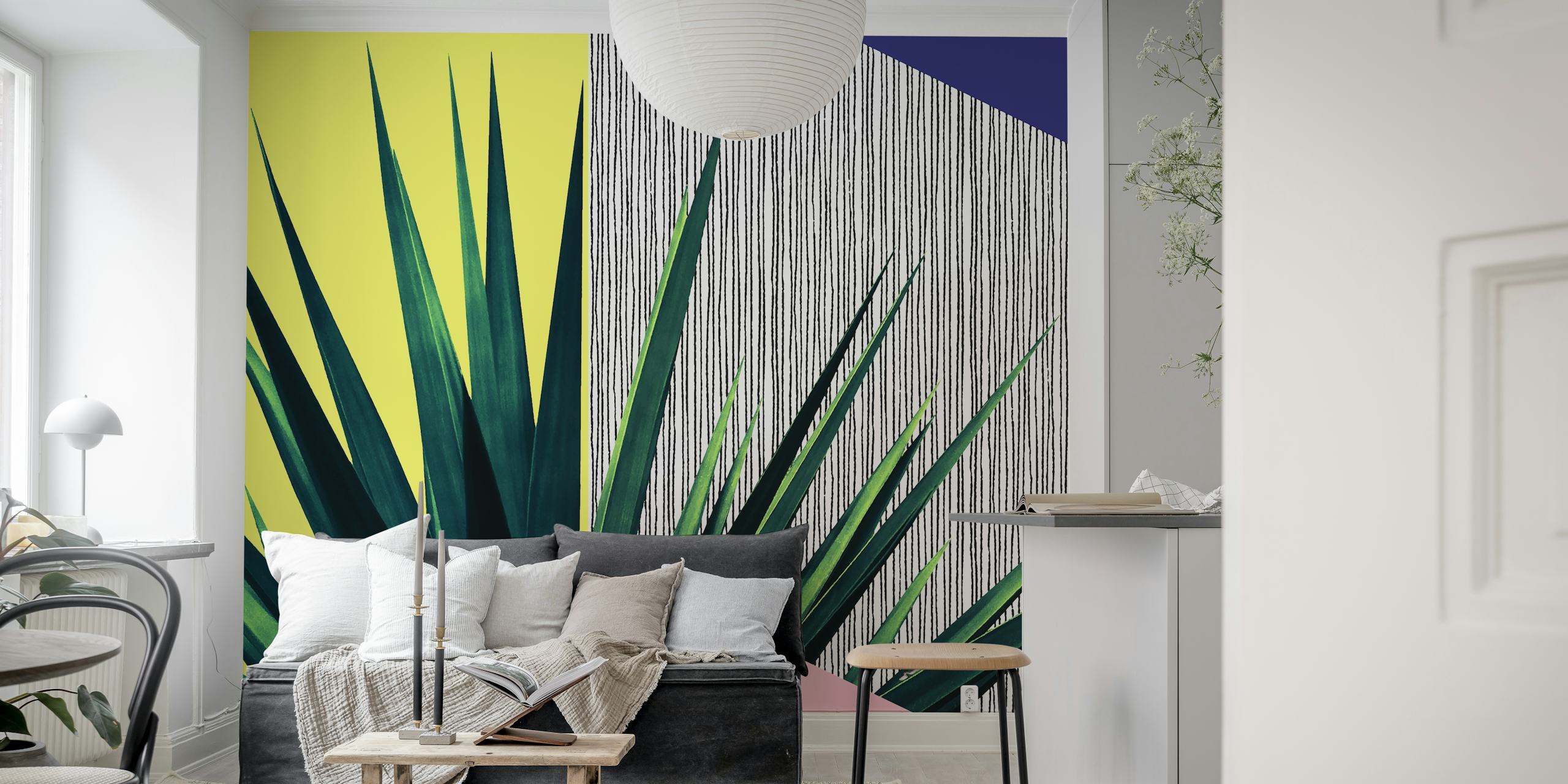 Graphic Leaves tapet i et moderne rom