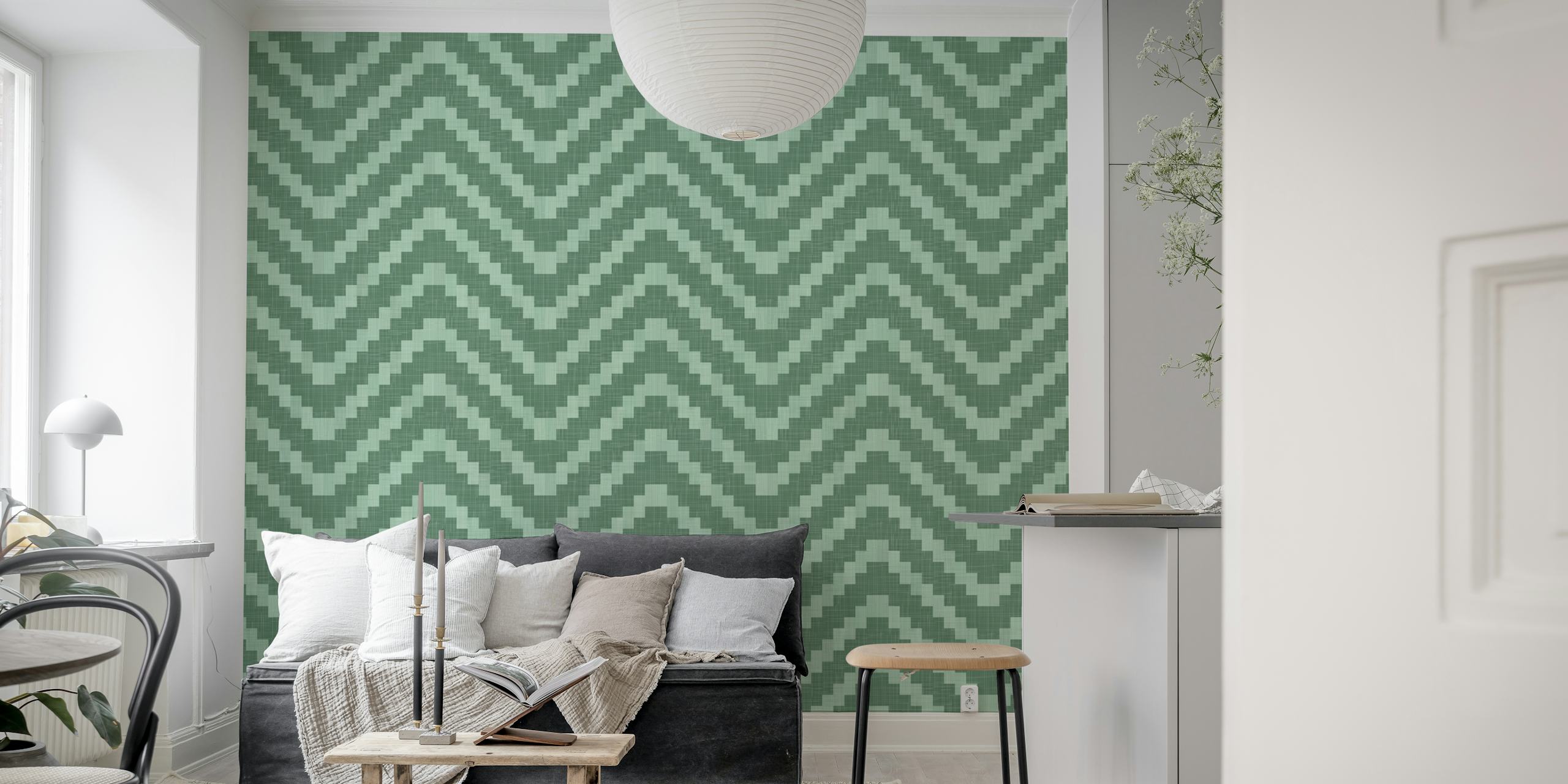 Chevron wallpaper na cor verde sálvia