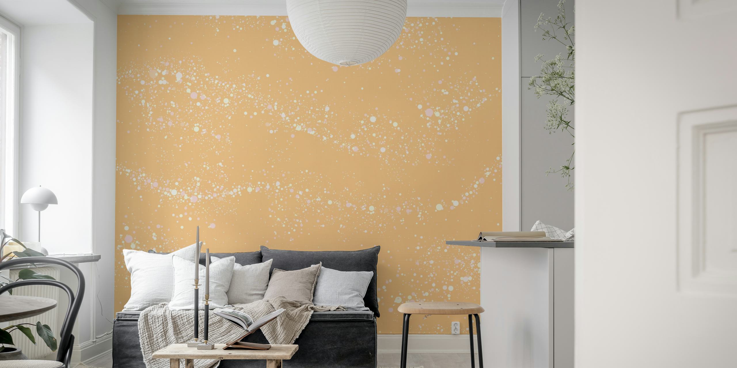 Desert sand glitter on pale honey yellow wallpaper