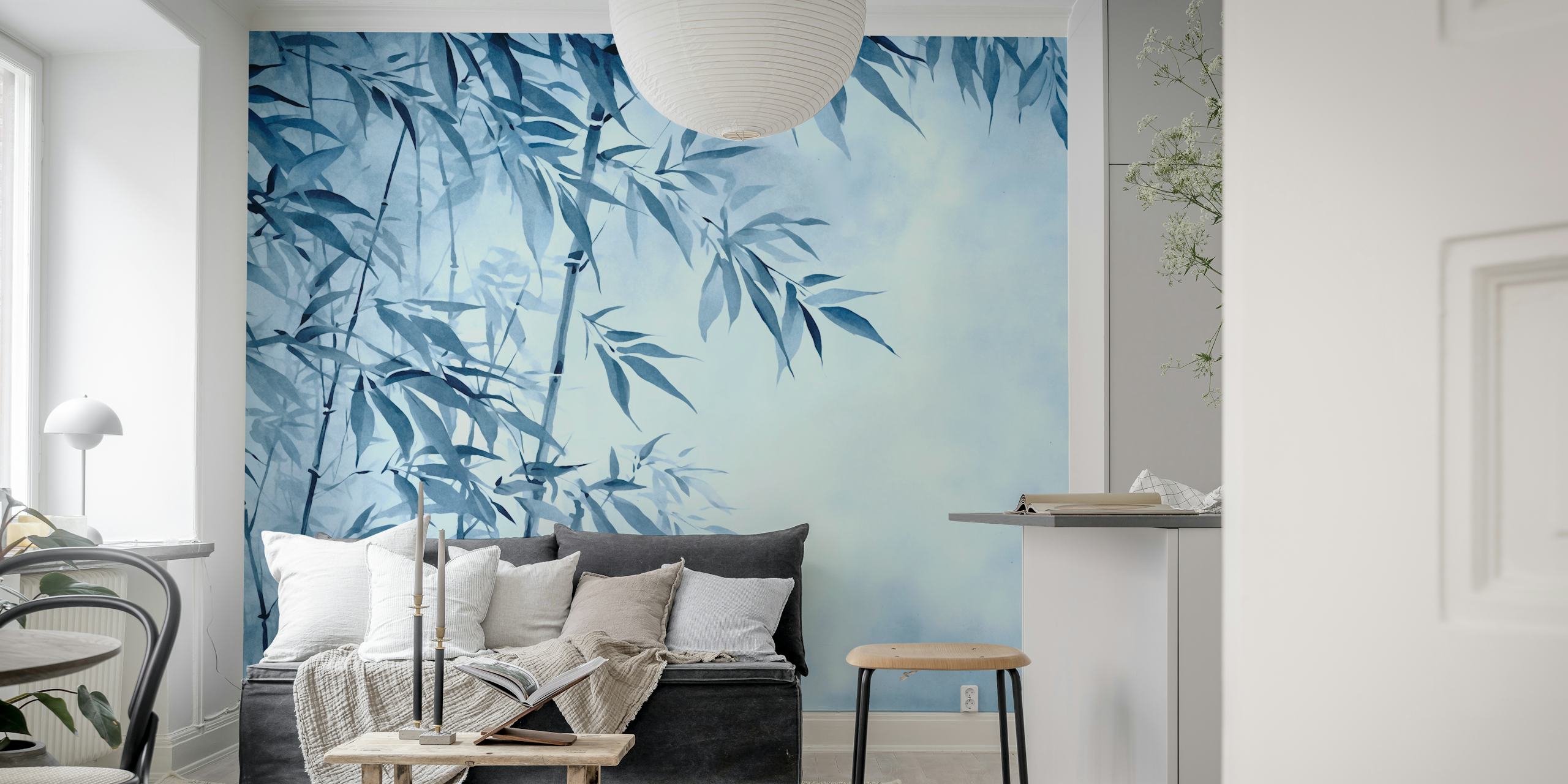 Blue Hour Calm Bamboo Garden tapet i et rum
