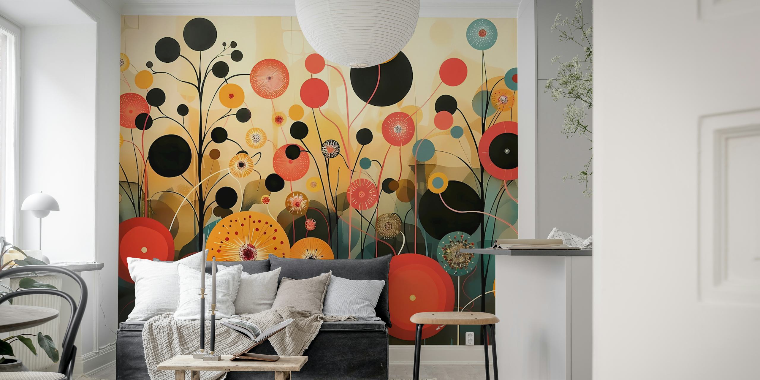Enchanted Garden Scene wallpaper in a room