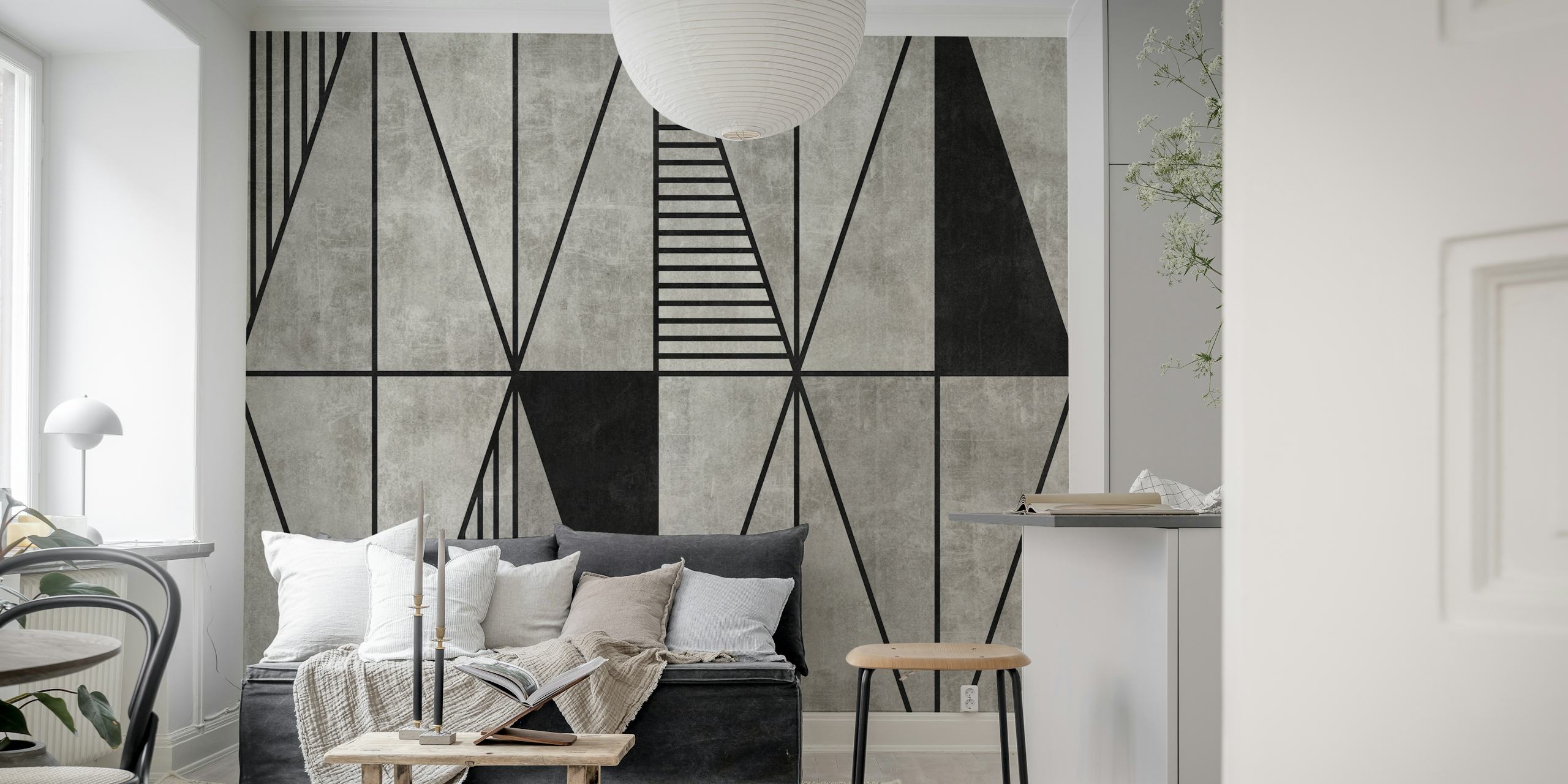 Papier peint Concrete Triangles dans une pièce moderne