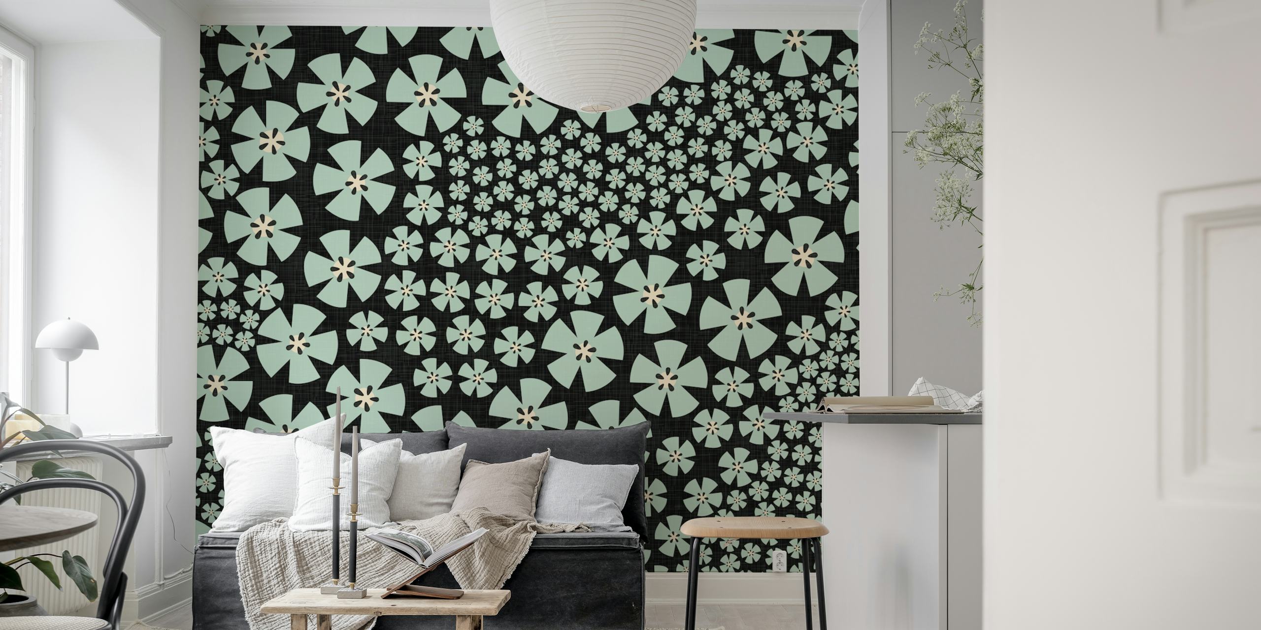 Moderne bloemenbehang in een kamersetting