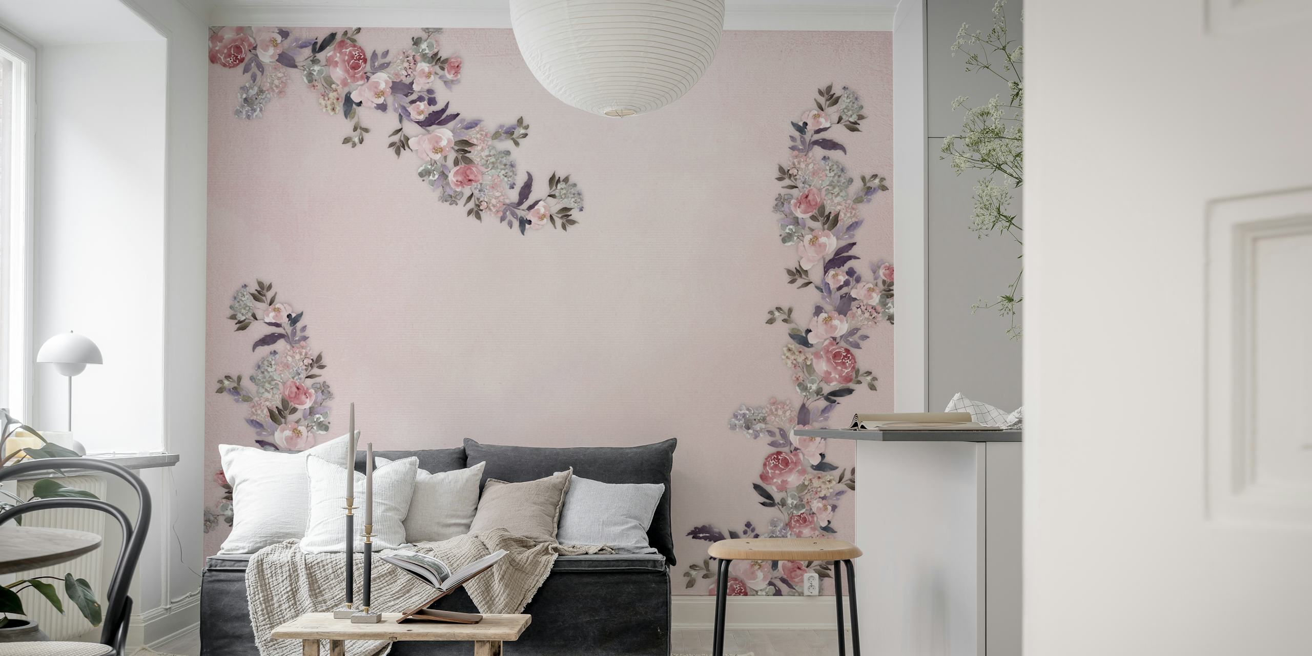 Romantic Climbing Roses wallpaper in a room