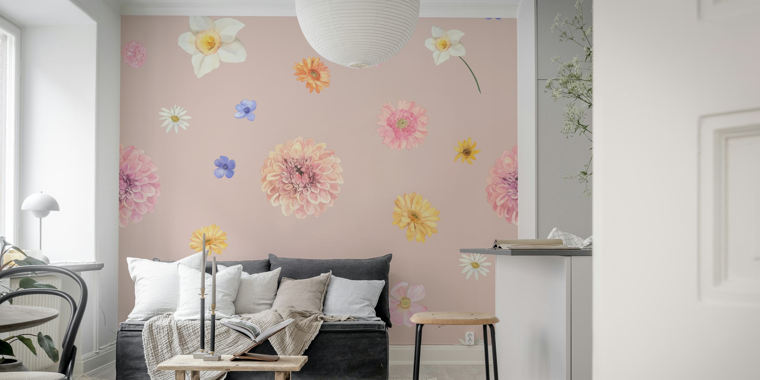 Soft Floral Rain tapet i et rom