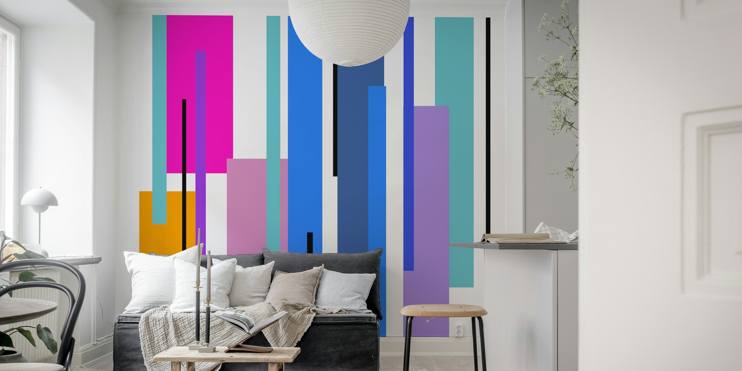 Tapeta Lines Art u modernoj sobi