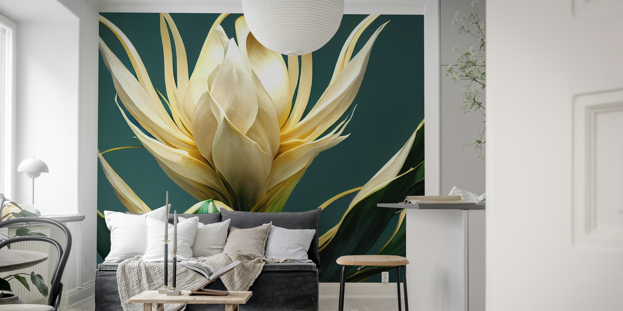 Papier peint Luminous Floral Grace dans une pièce