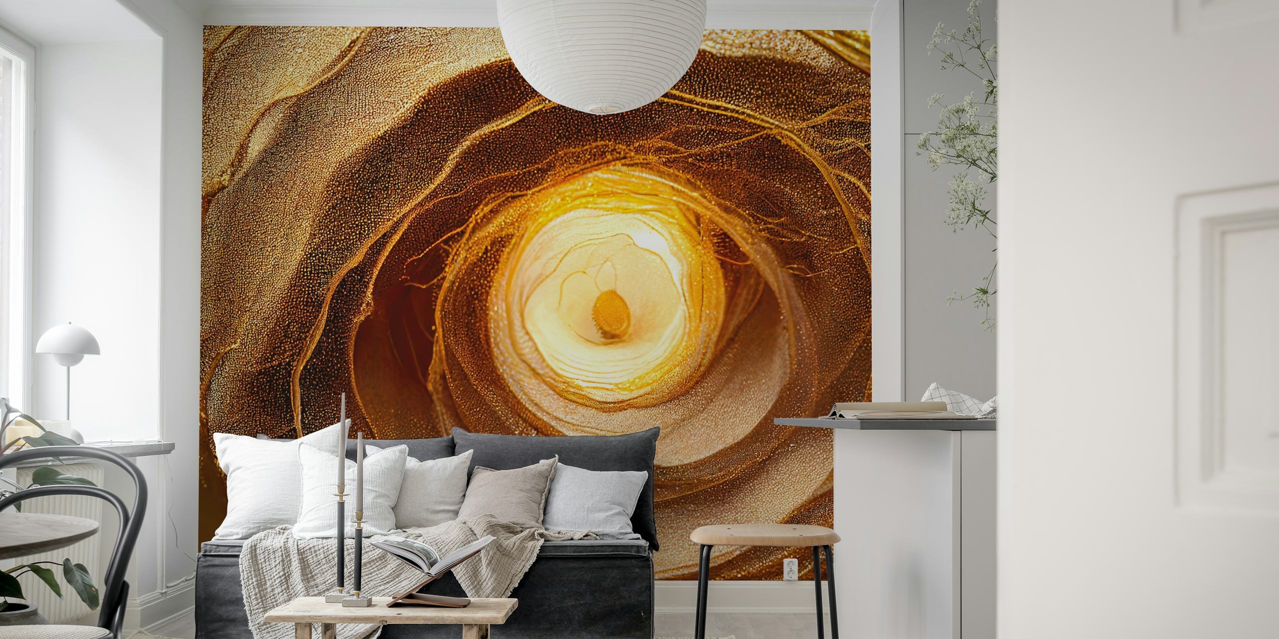 Warm Petal Whirl wallpaper design in a room