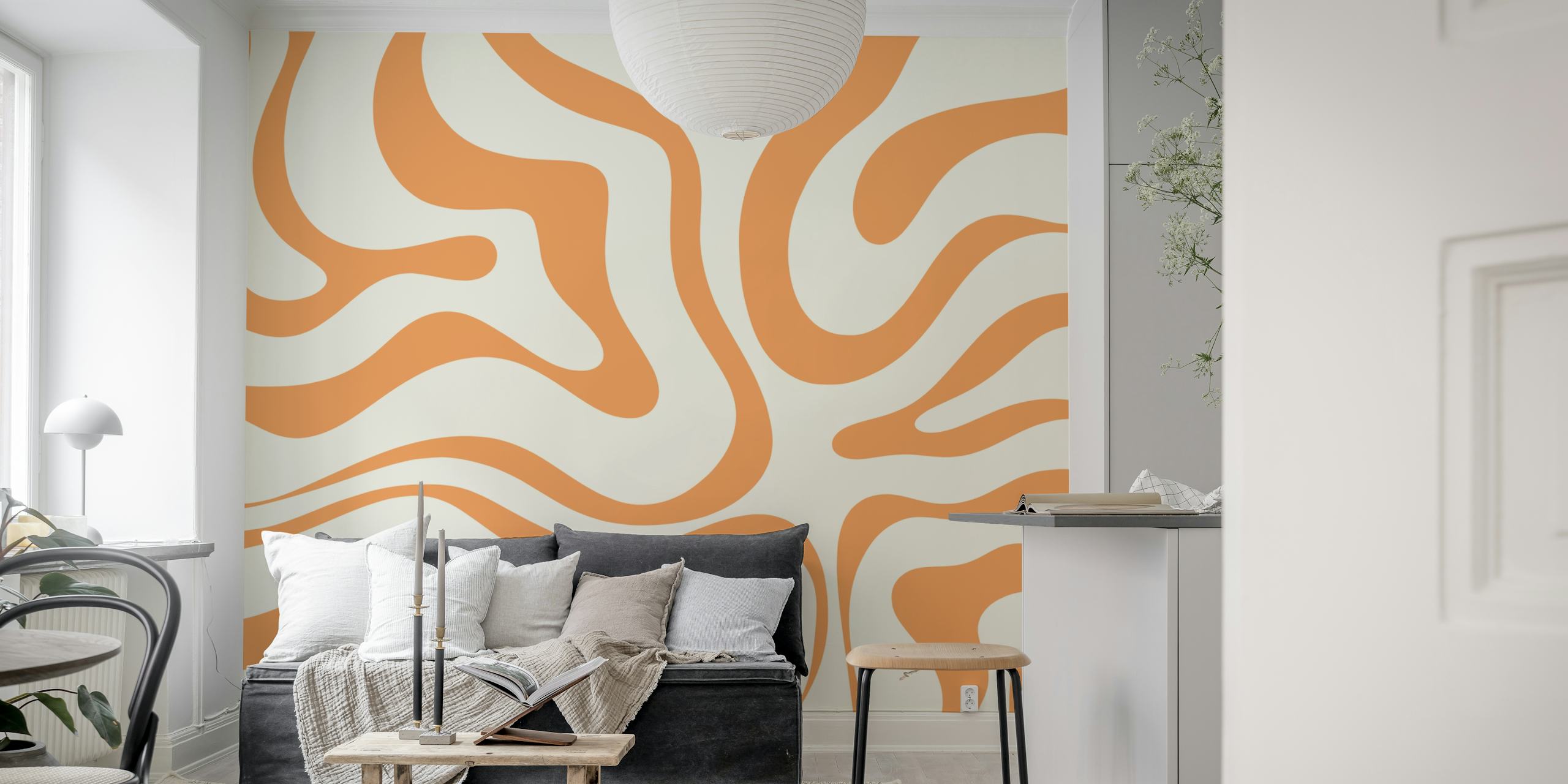 Modern Retro Liquid Swirl wallpaper i et værelse