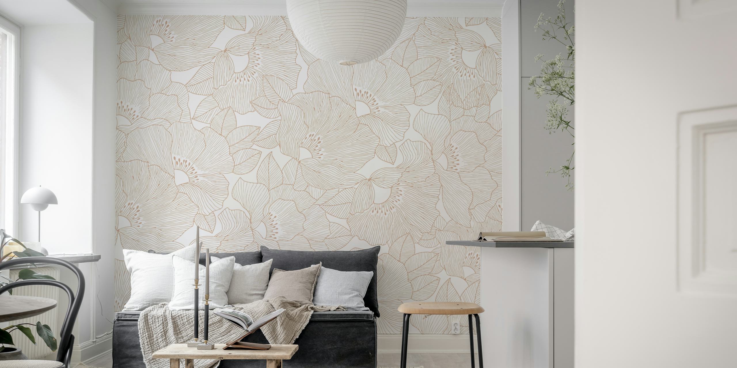 Vintage Floral Dreams wallpaper design in a room
