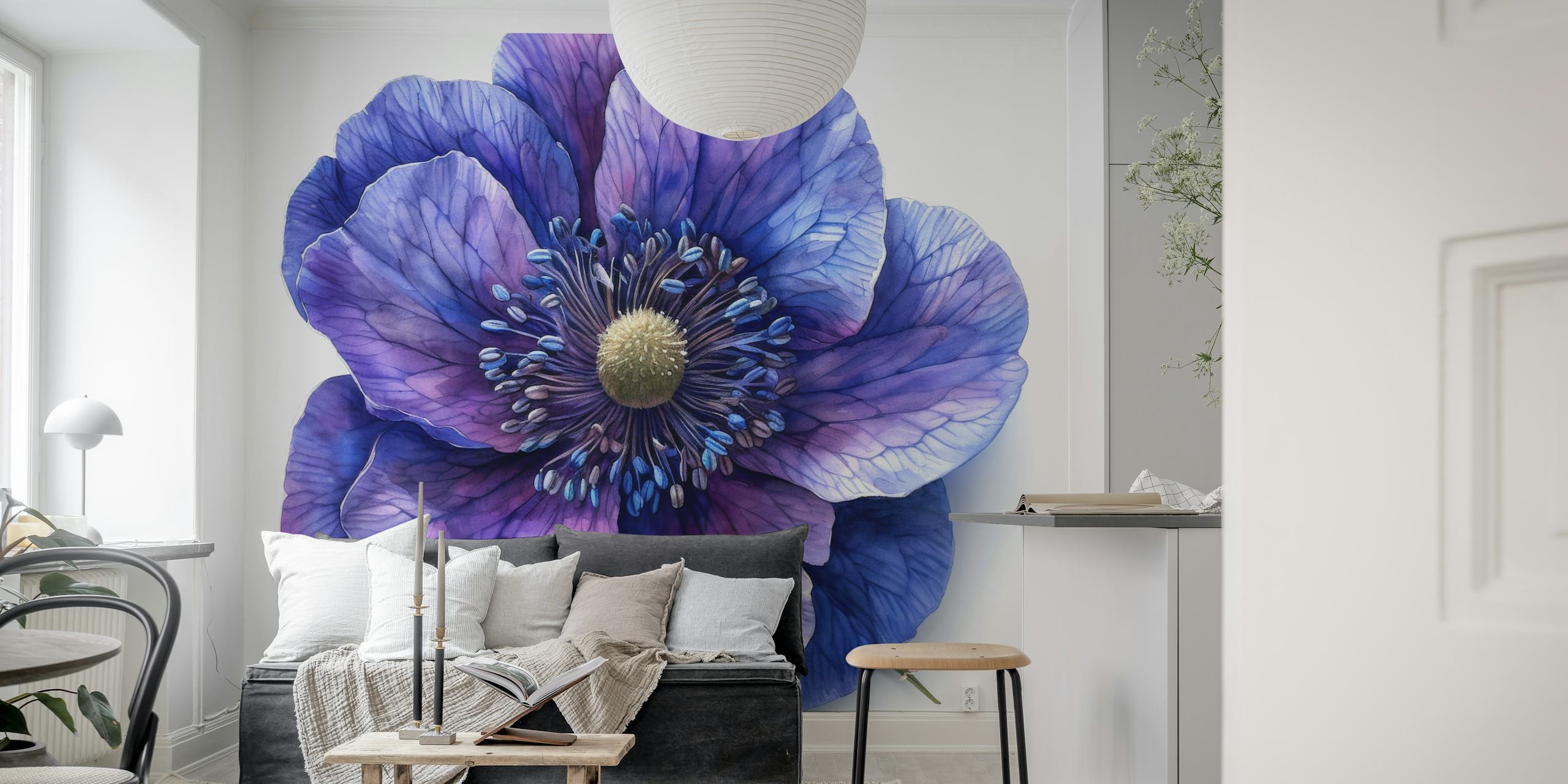 Windflower Bloom kukkatapetti huoneessa